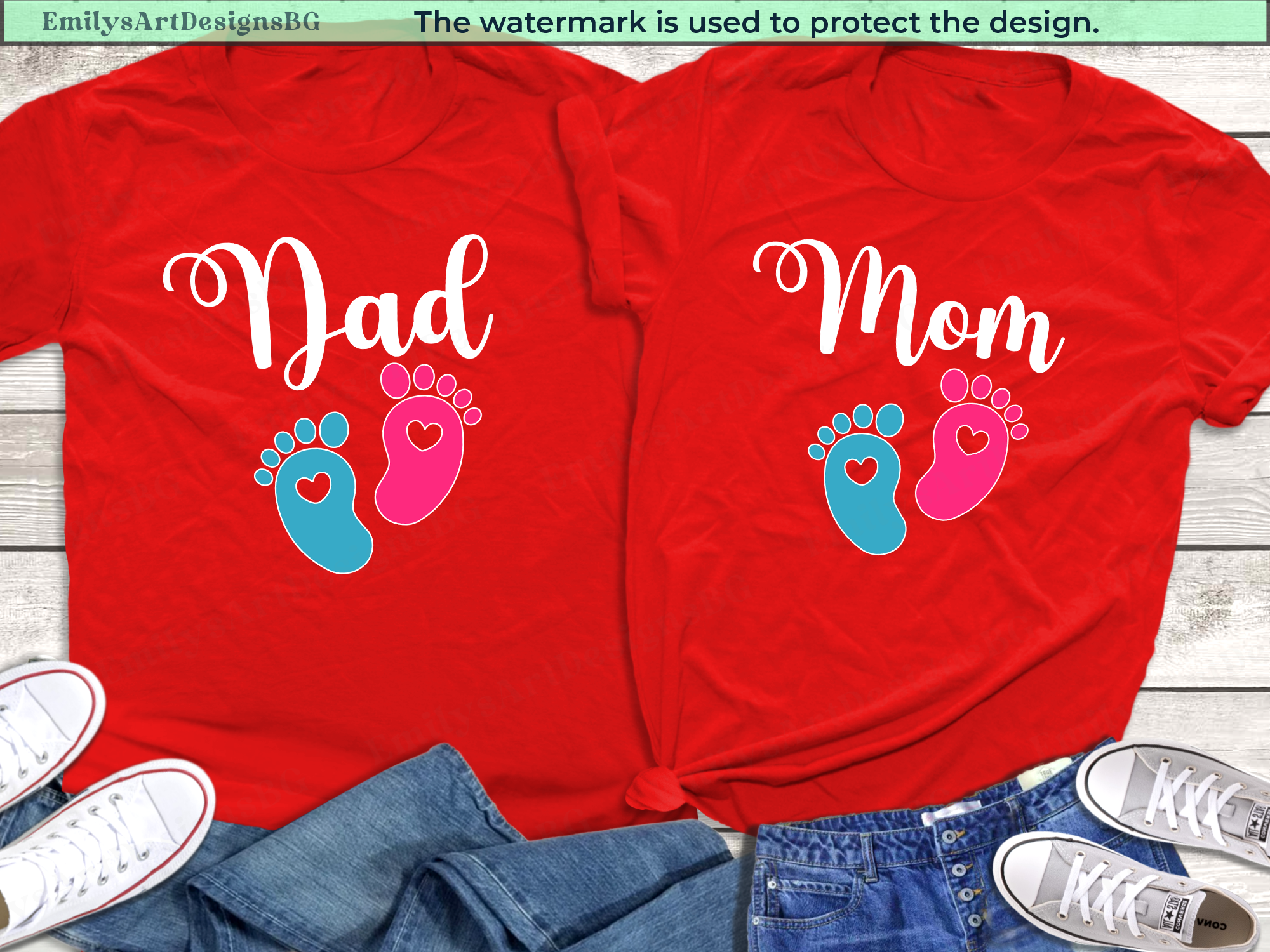 Custom Gender Reveal Matching Family Shirts
