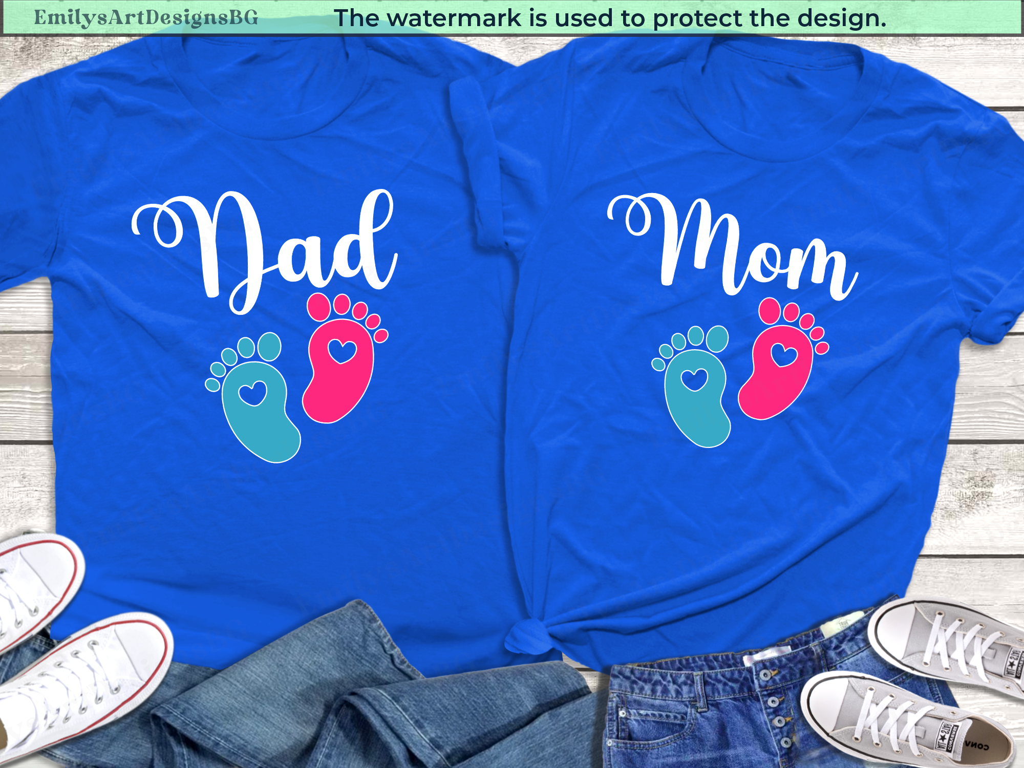 Custom Gender Reveal Matching Family Shirts