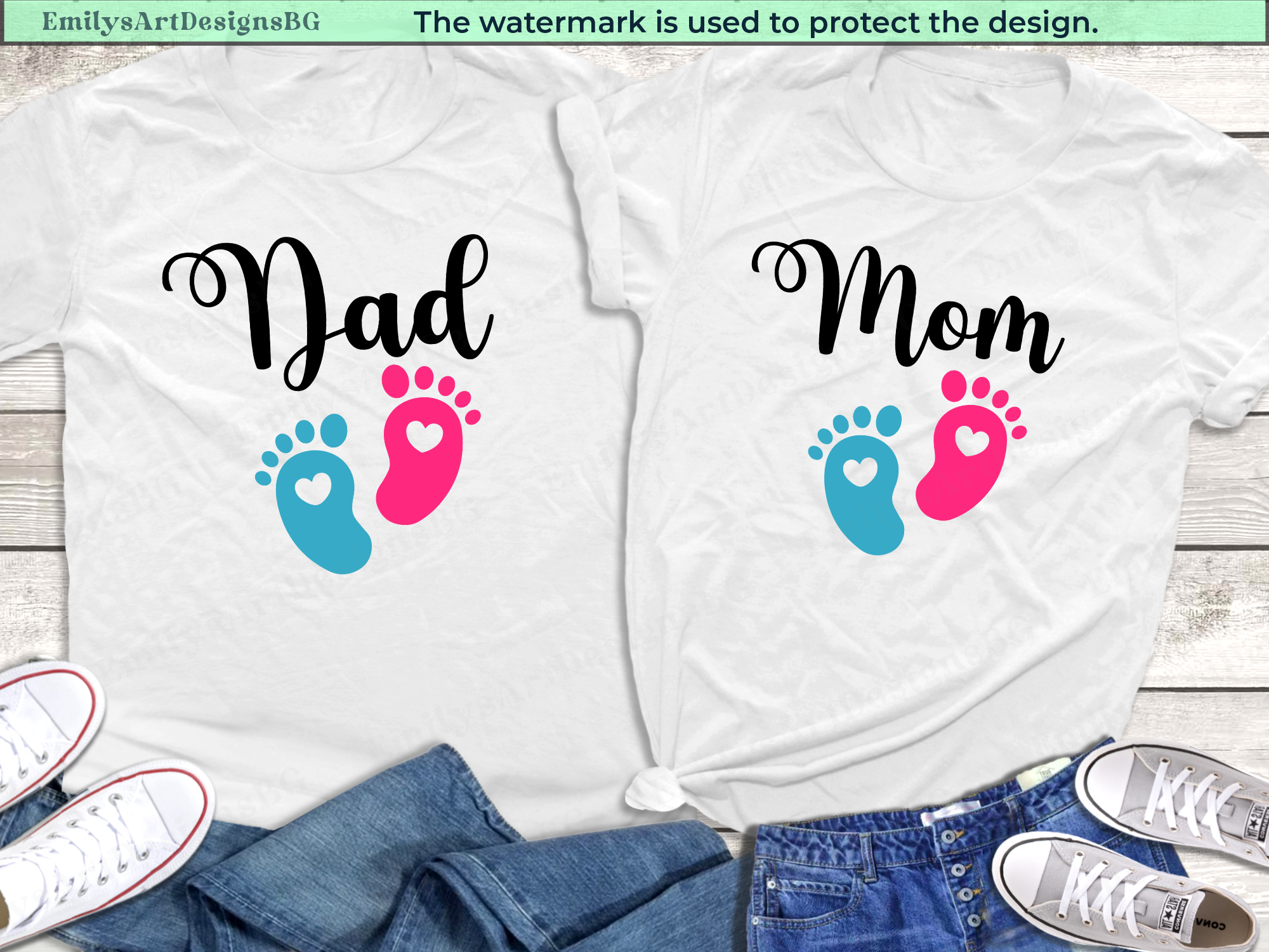 Custom Gender Reveal Matching Family Shirts