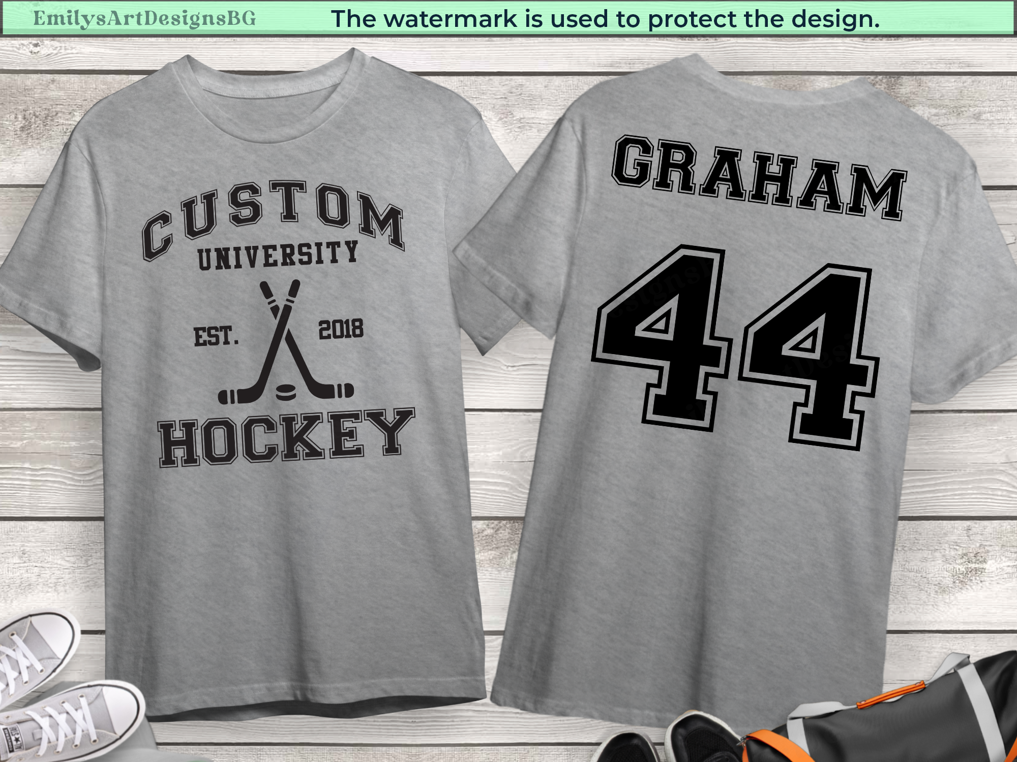 Custom Name and Number Hockey T-shirt