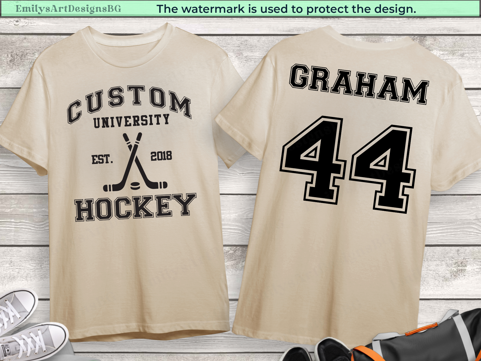 Custom Name and Number Hockey T-shirt