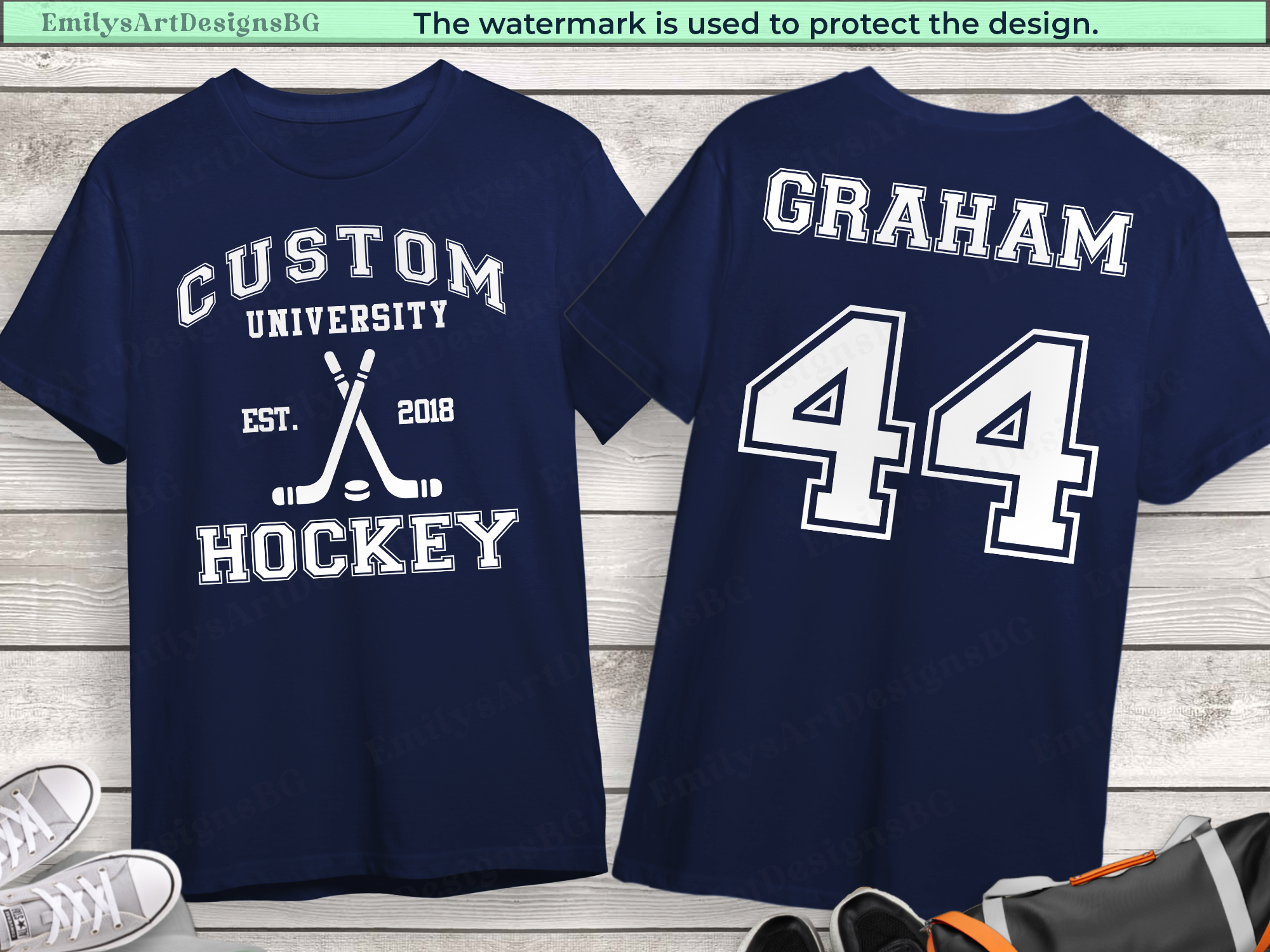 Custom Name and Number Hockey T-shirt