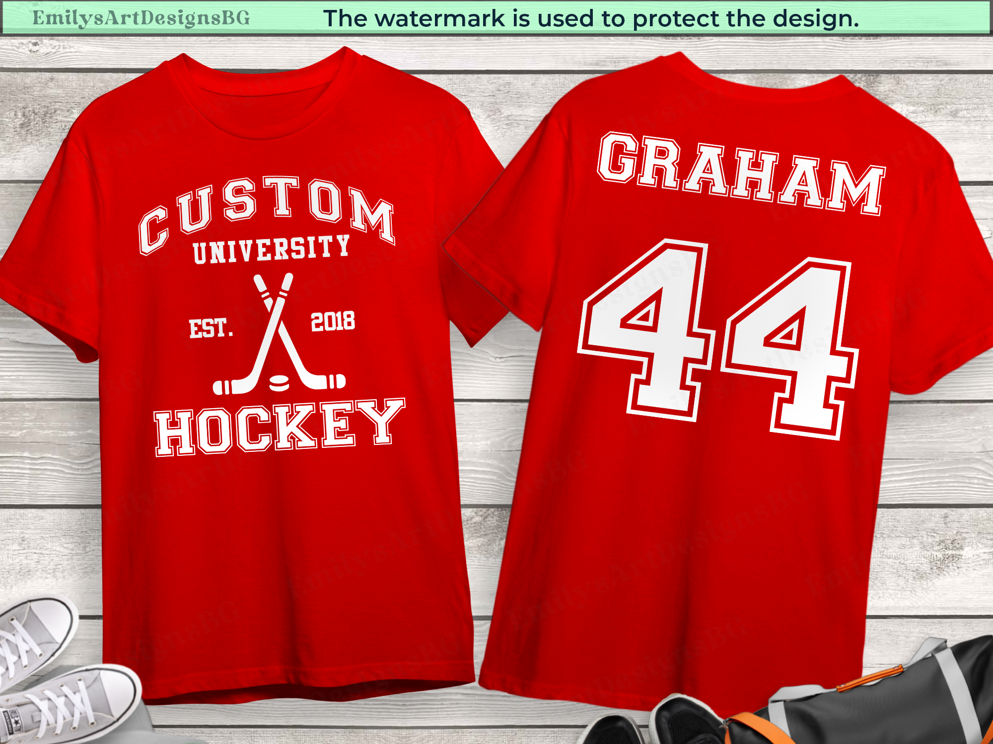 Custom Name and Number Hockey T-shirt