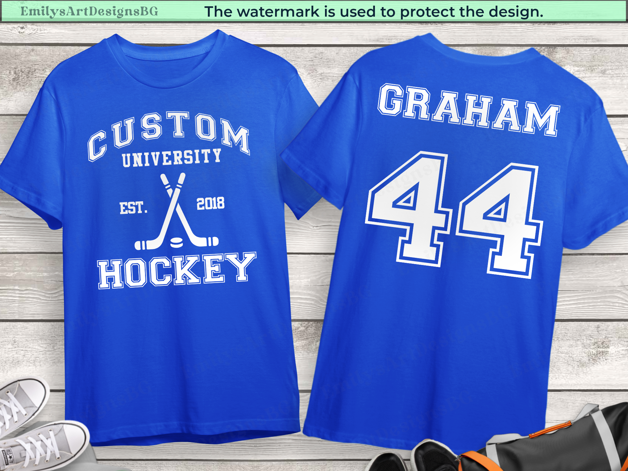 Custom Name and Number Hockey T-shirt