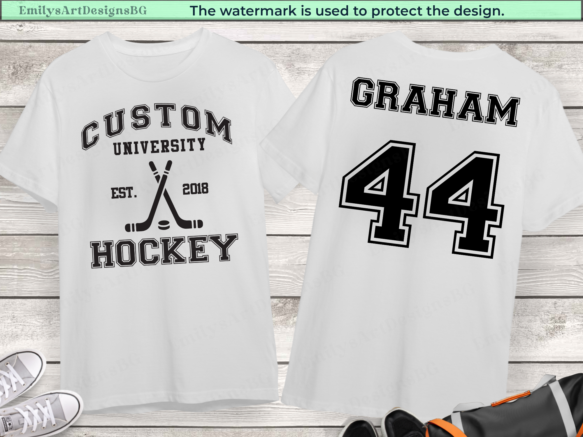 Custom Name and Number Hockey T-shirt