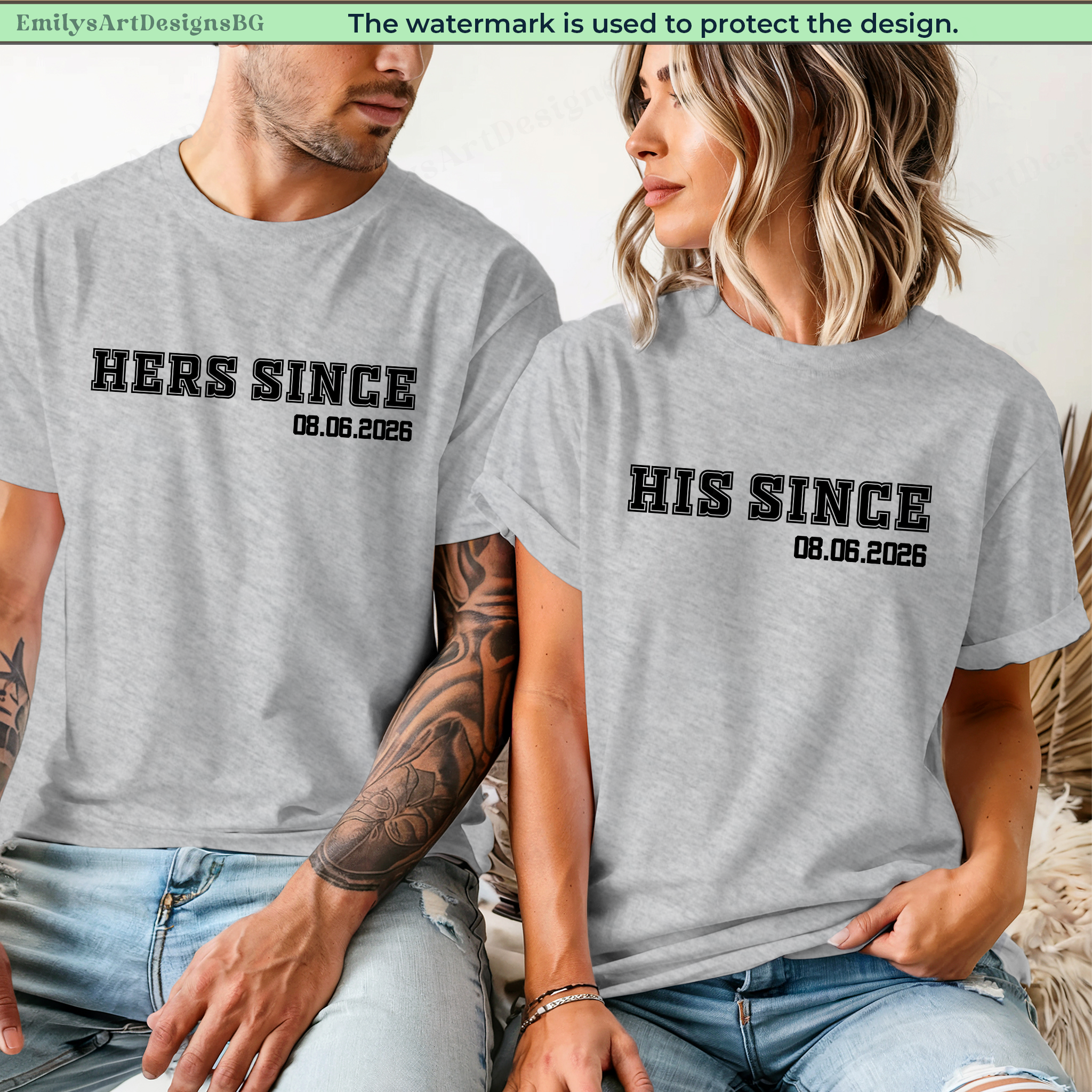 Hers Since His Since Couple Matching Shirts
