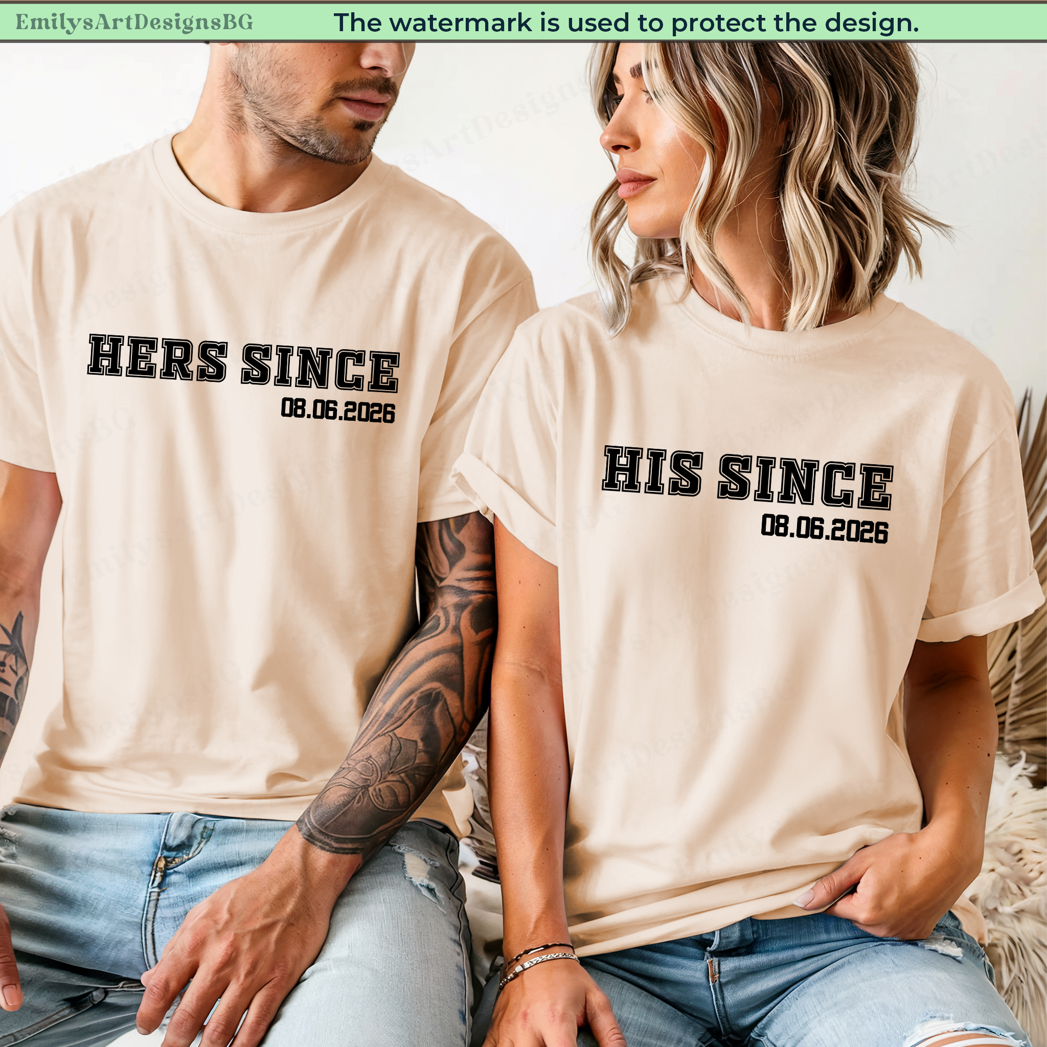 Hers Since His Since Couple Matching Shirts