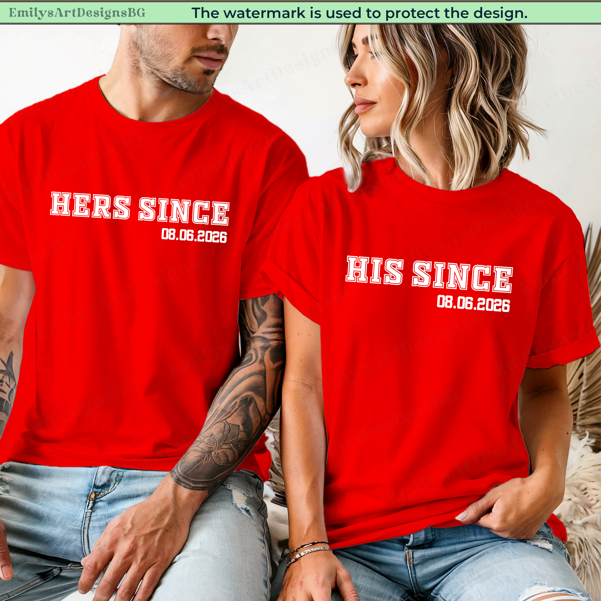 Hers Since His Since Couple Matching Shirts
