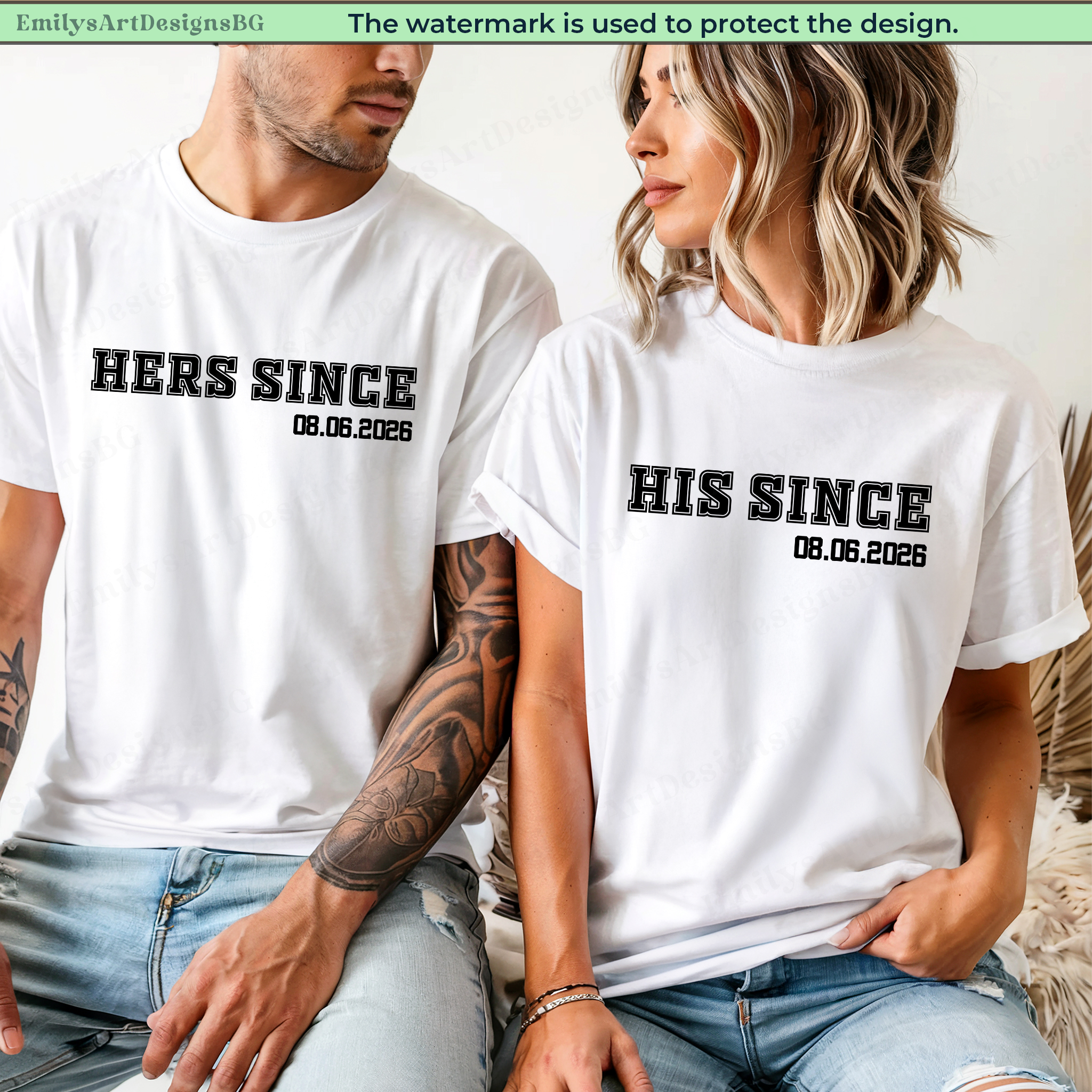 Hers Since His Since Couple Matching Shirts