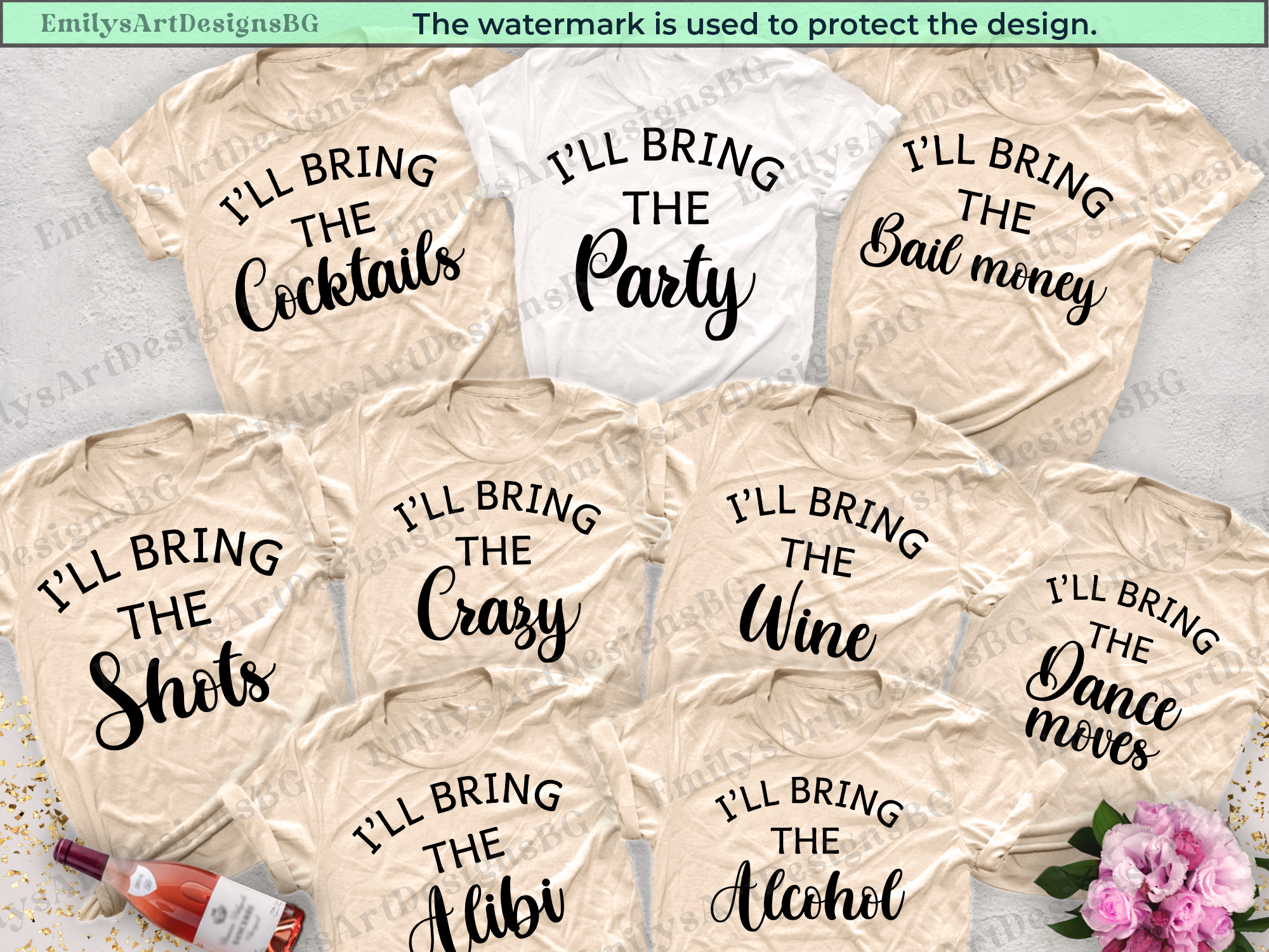 Custom I'll Bring The T-Shirts, Bach Bridal Wedding Party Shirts