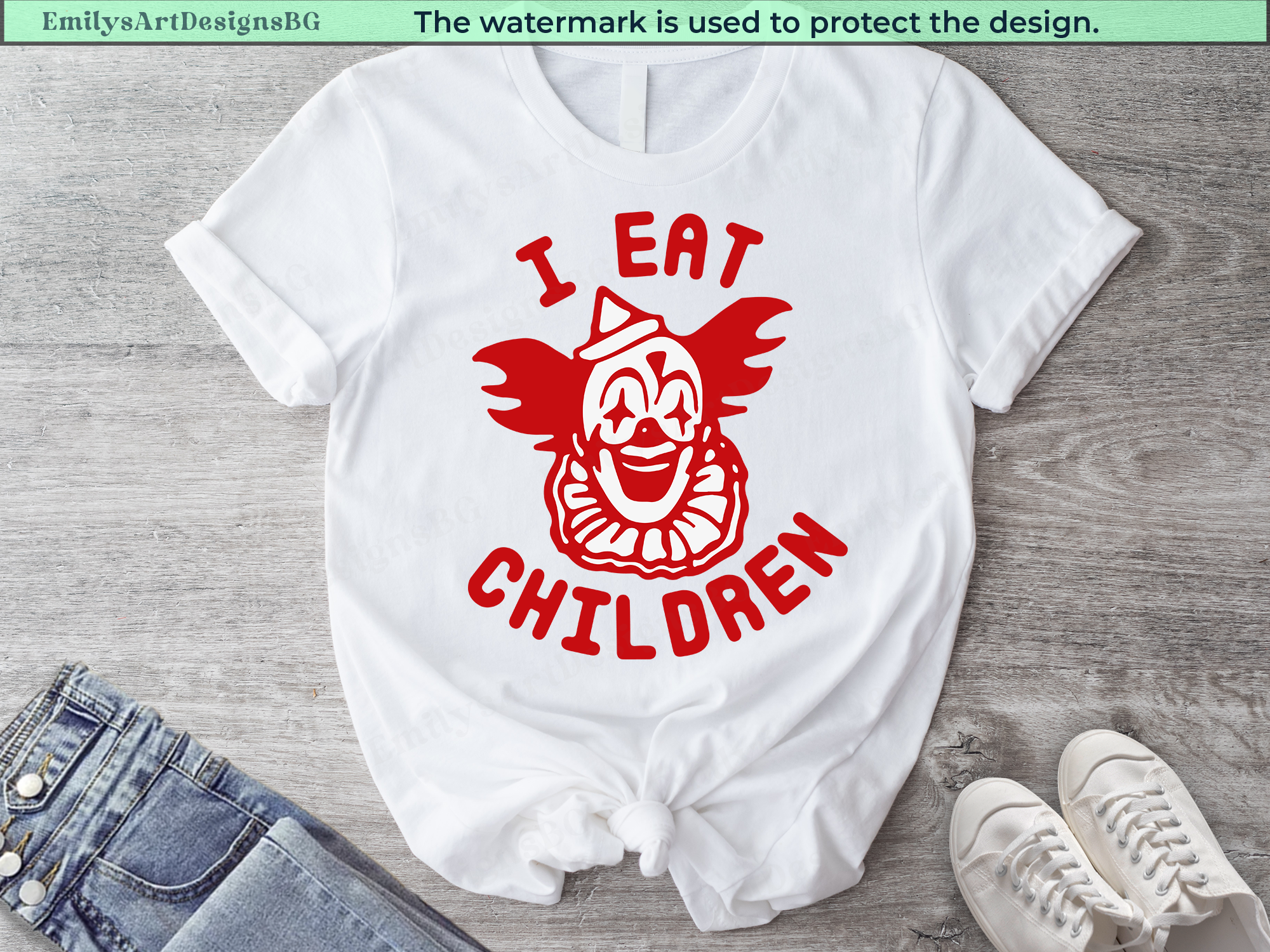 I Eat Children Halloween Funny Evil Clown Creepy Shirt