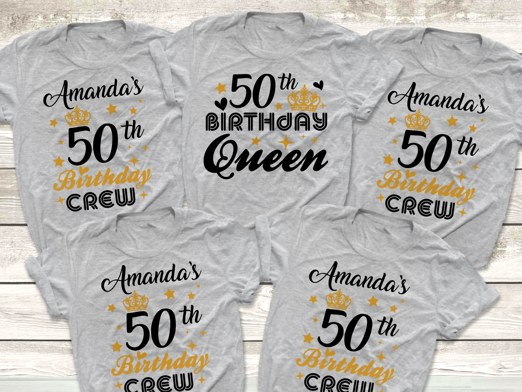 50th Birthday Queen and Birthday Crew Shirts