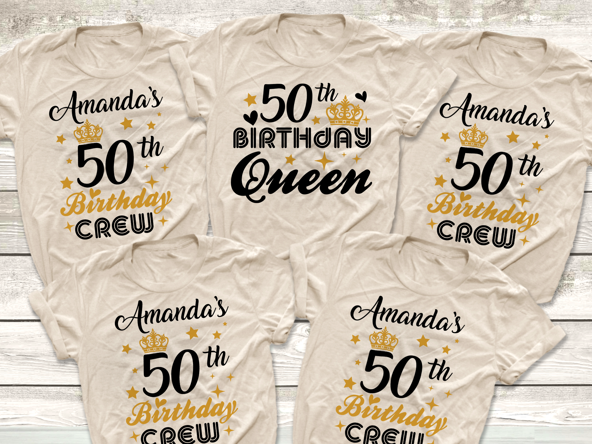 50th Birthday Queen and Birthday Crew Shirts