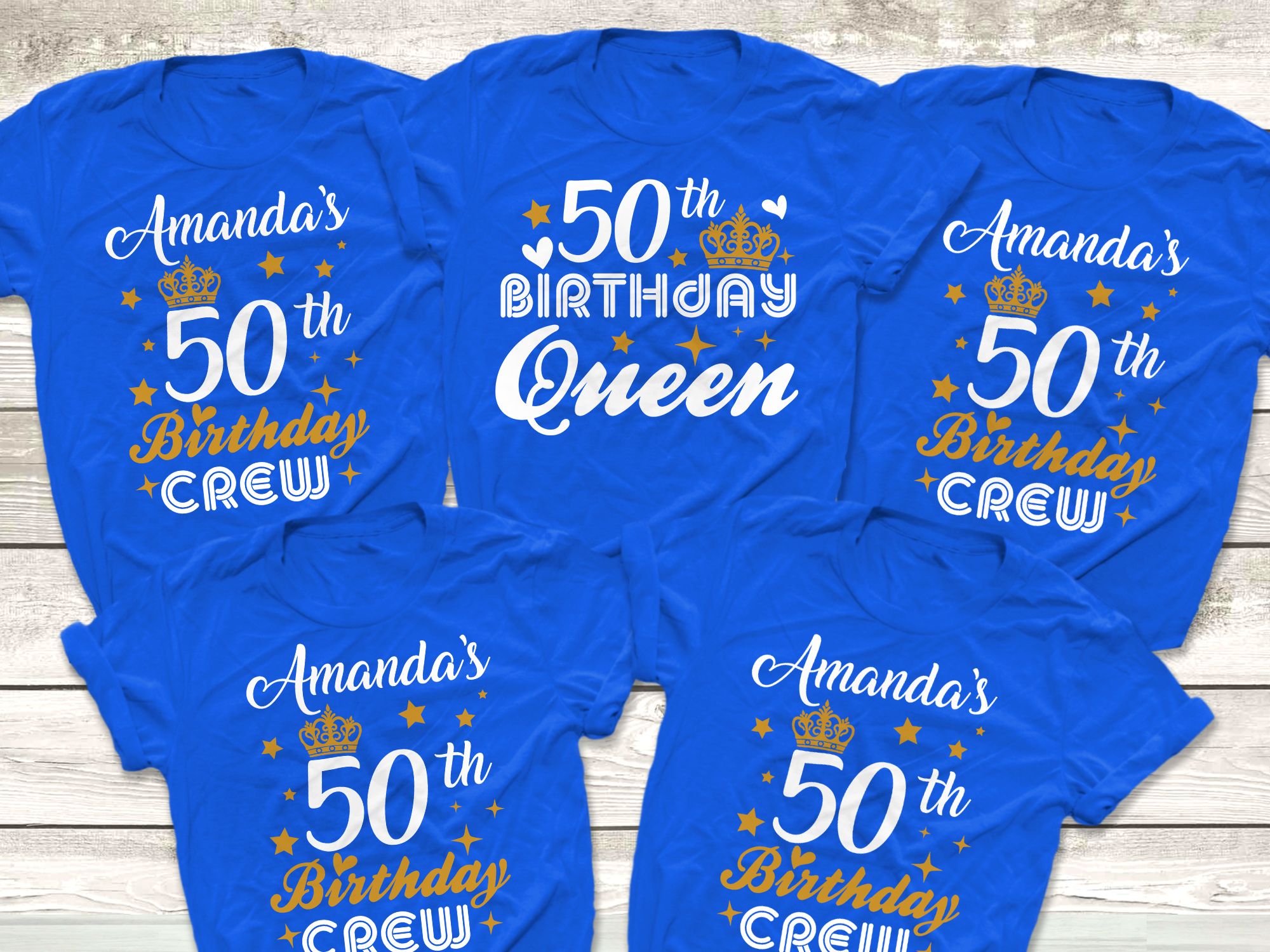 50th Birthday Queen and Birthday Crew Shirts