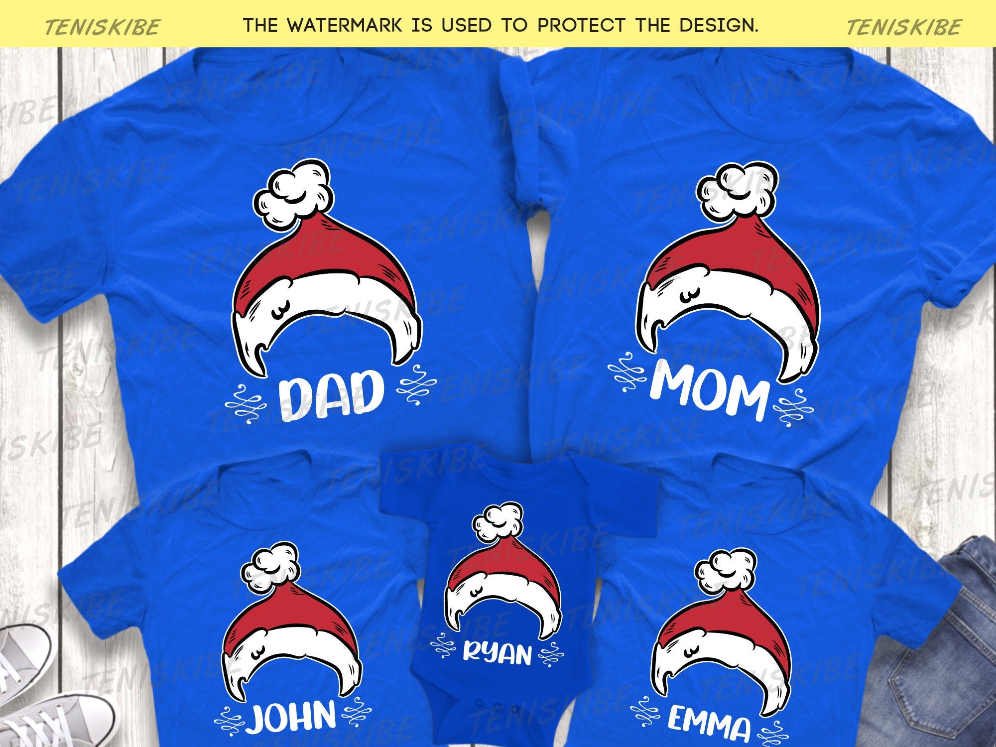 Custom Family Christmas Hats T-shirts