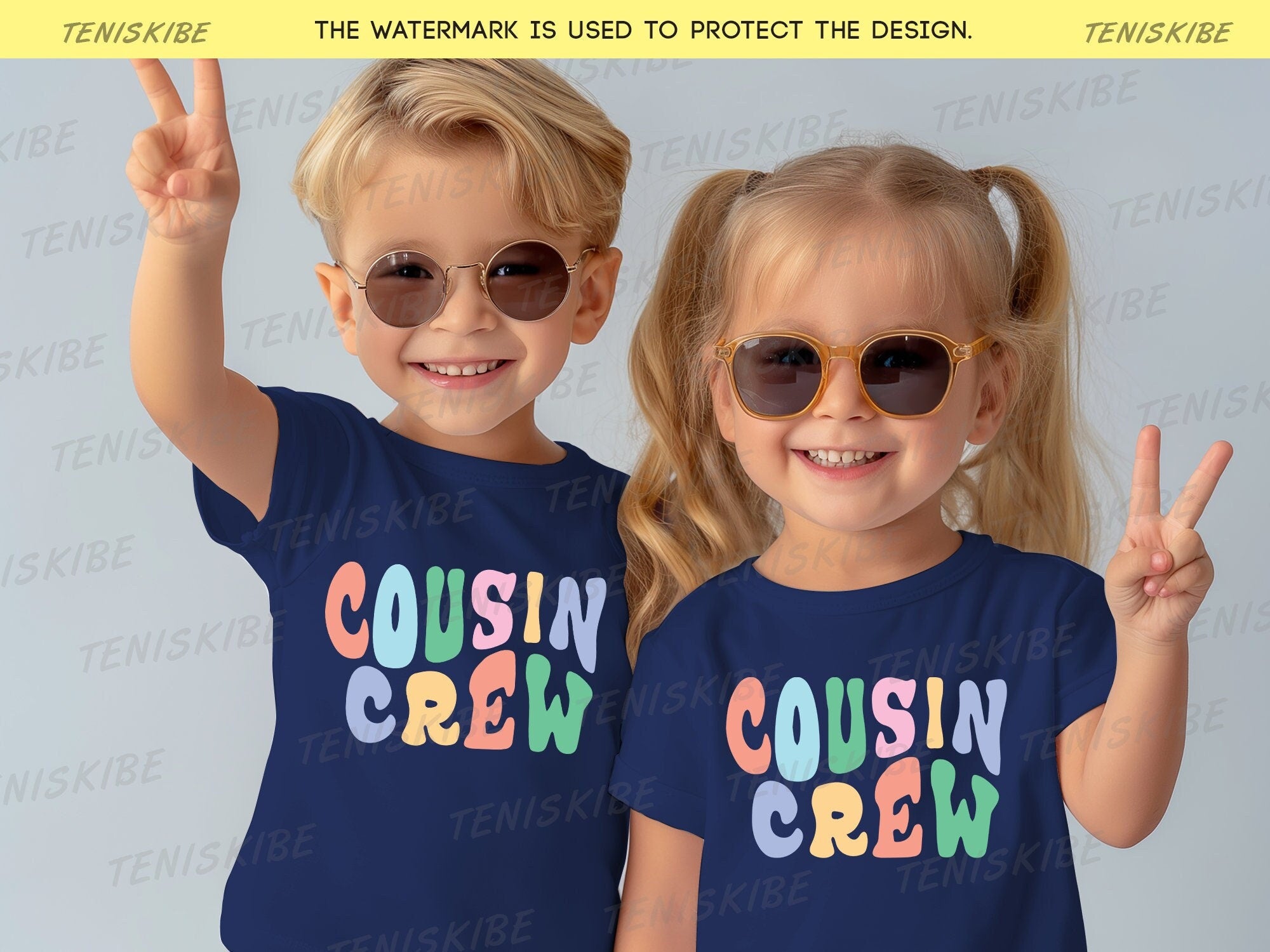 Cousin Crew Wave Text - Family Matching Shirts