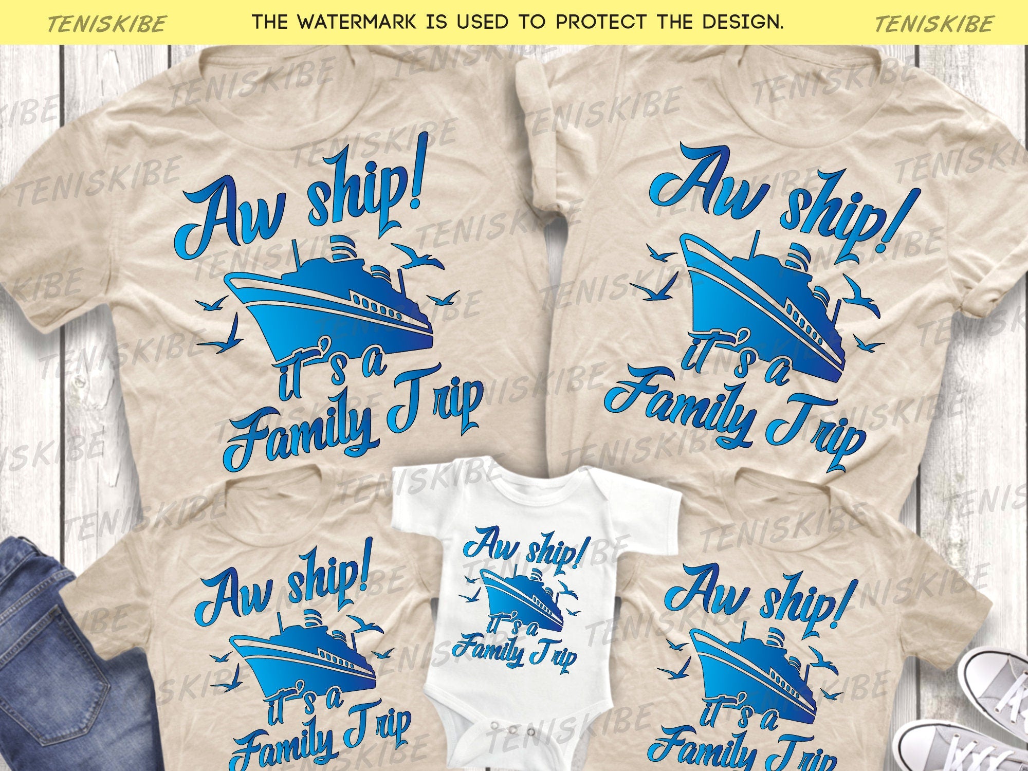 Aw Ship It's a Family Trip, Matching Cruise Shirts