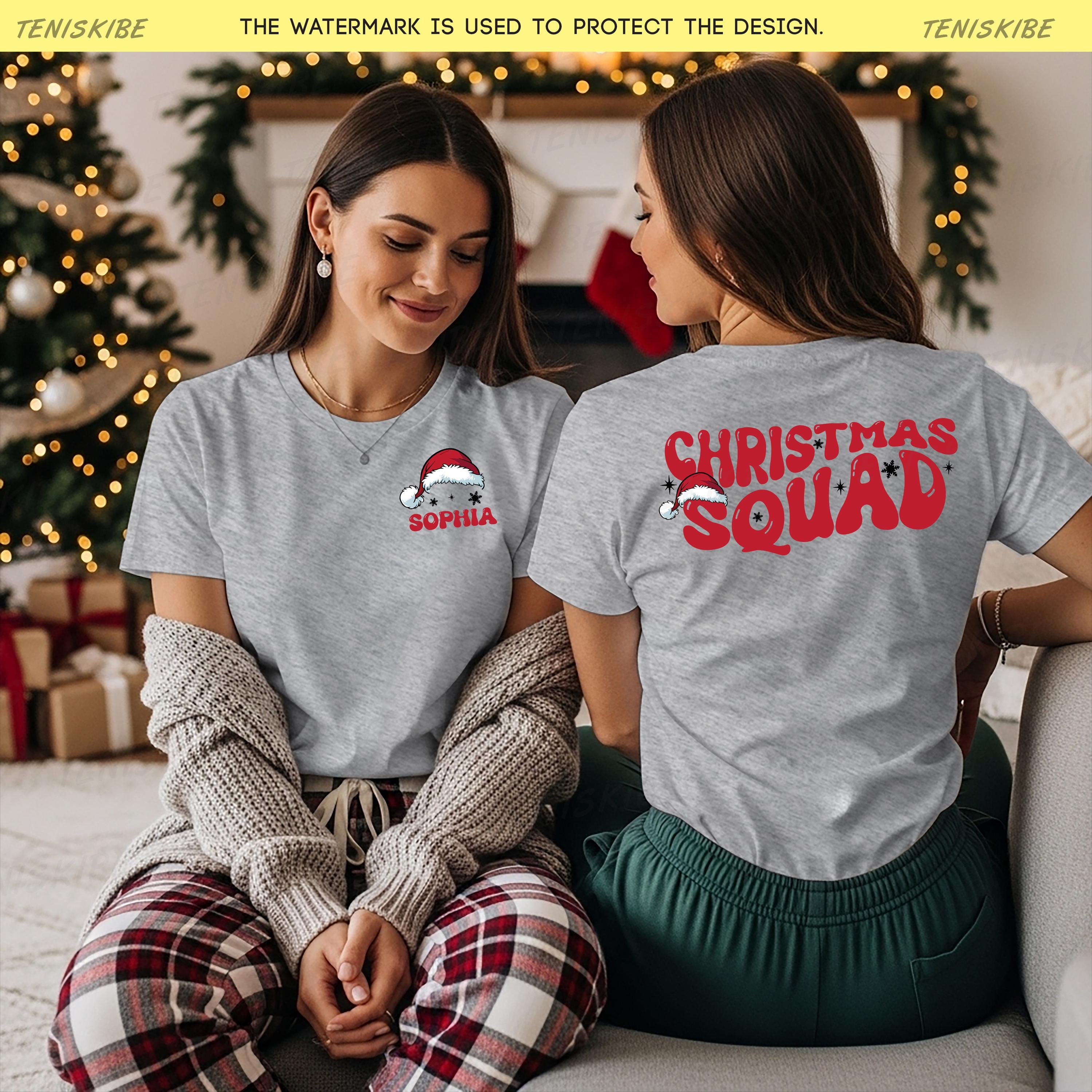 Custom Christmas Squad T-shirts, Front and Back Christmas Shirt With Name