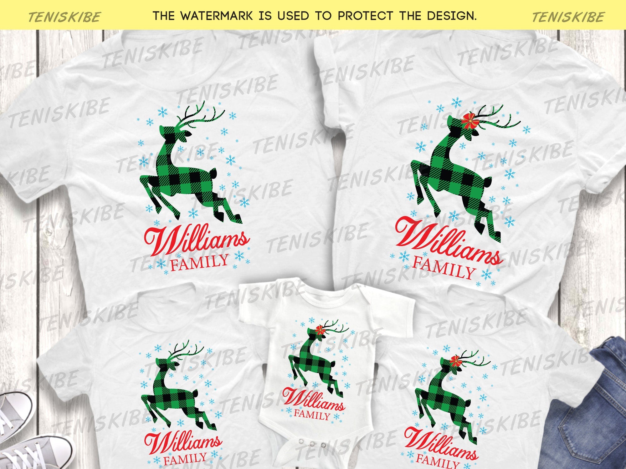 Custom Name Christmas Deet Buffalo Plaid T-shirt