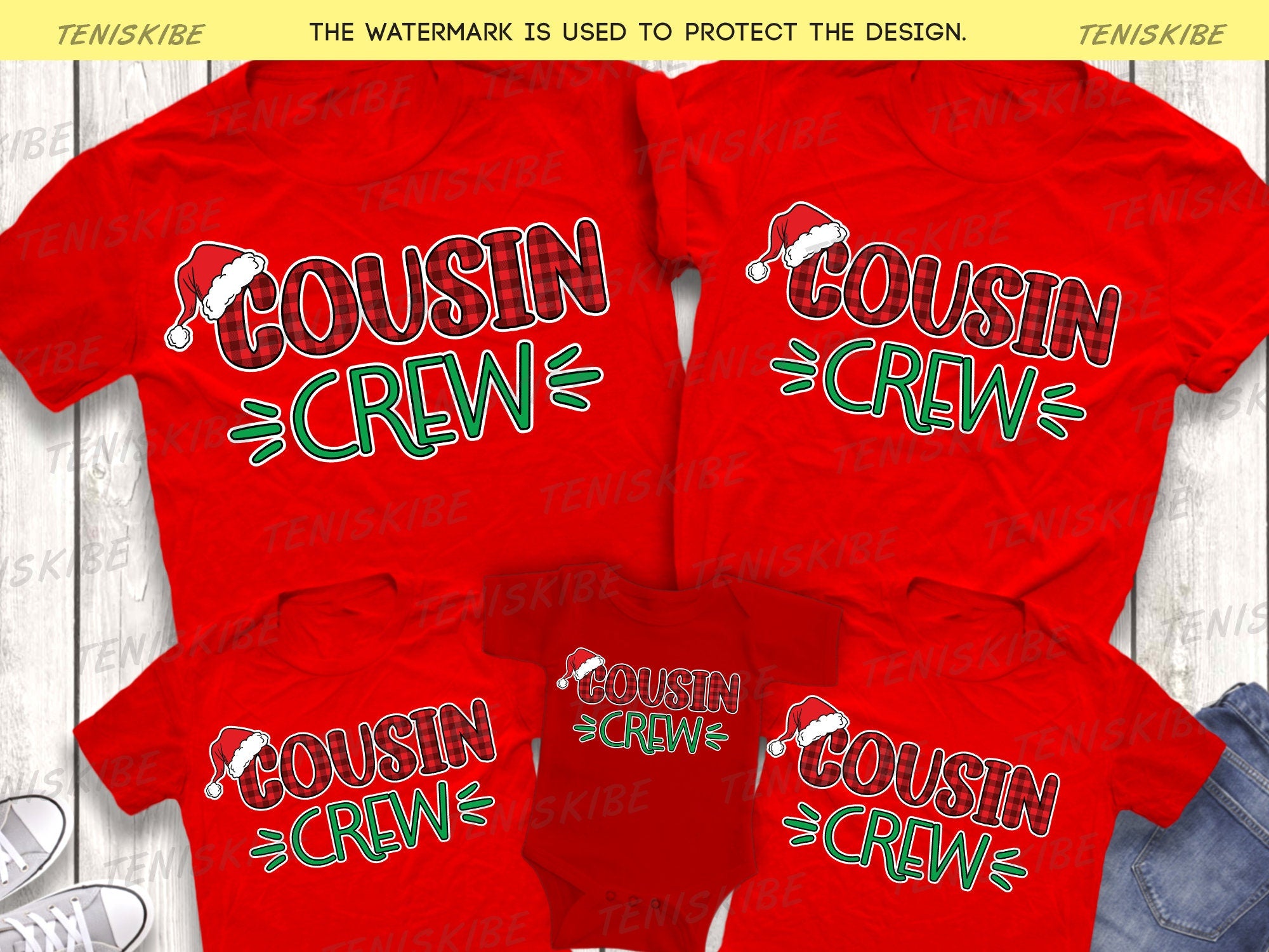 Matching Christmas Cousin Crew T-shirts