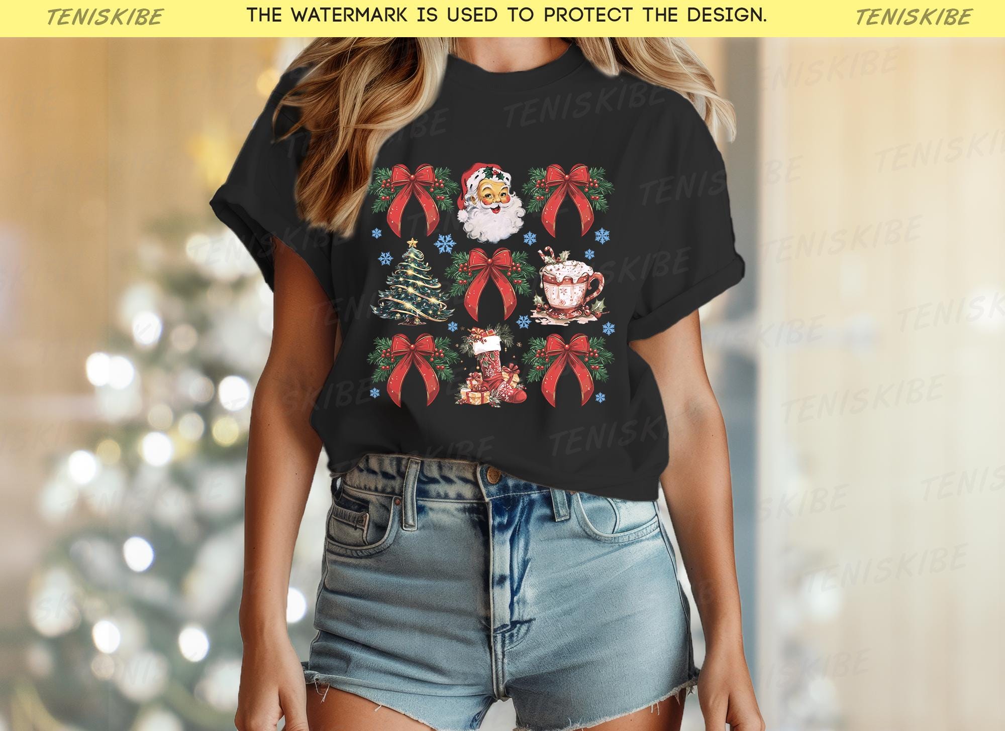 Christmas Coquette Bow T-shirts