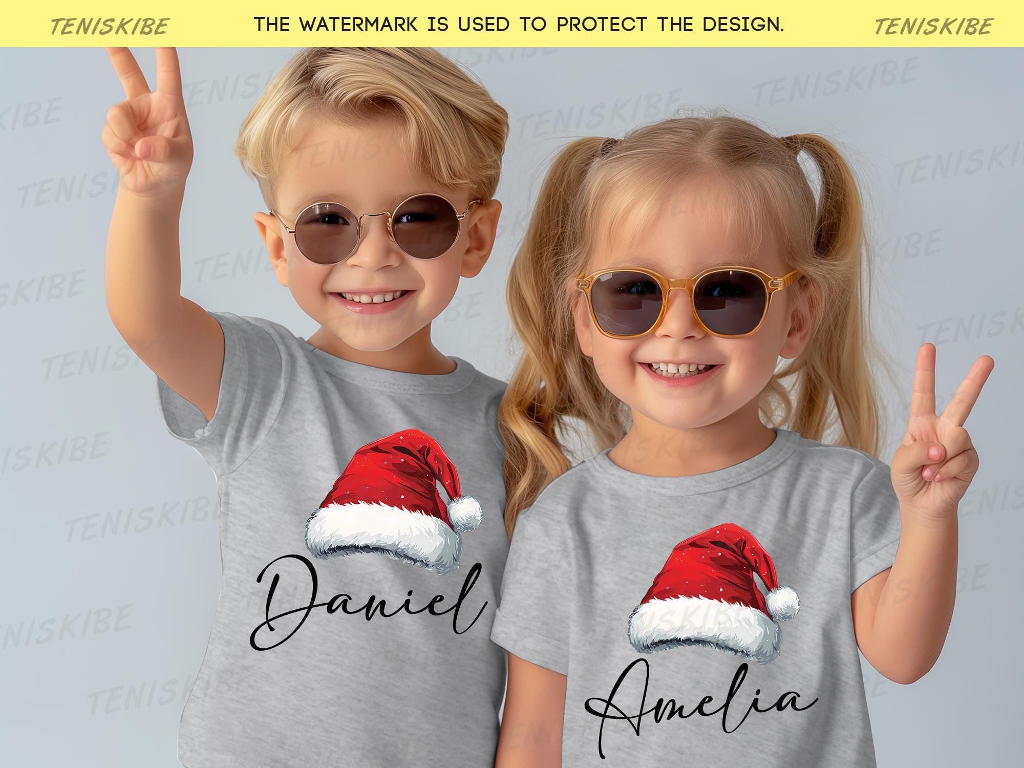 Custom Santa Hat Family Christmas T-shirts