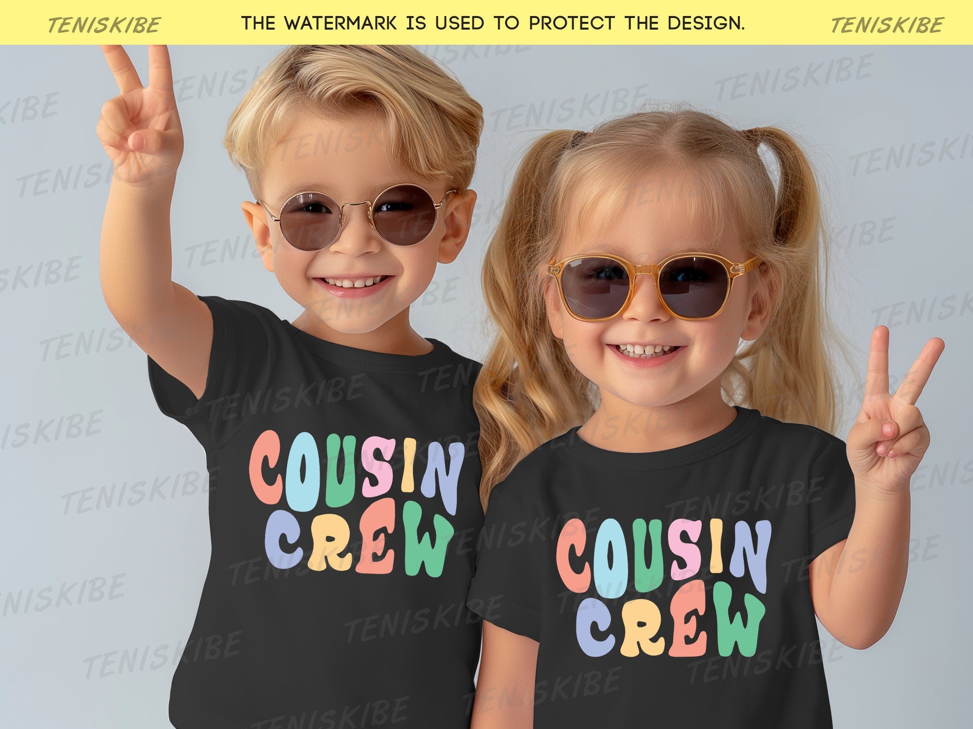 Cousin Crew Wave Text - Family Matching Shirts