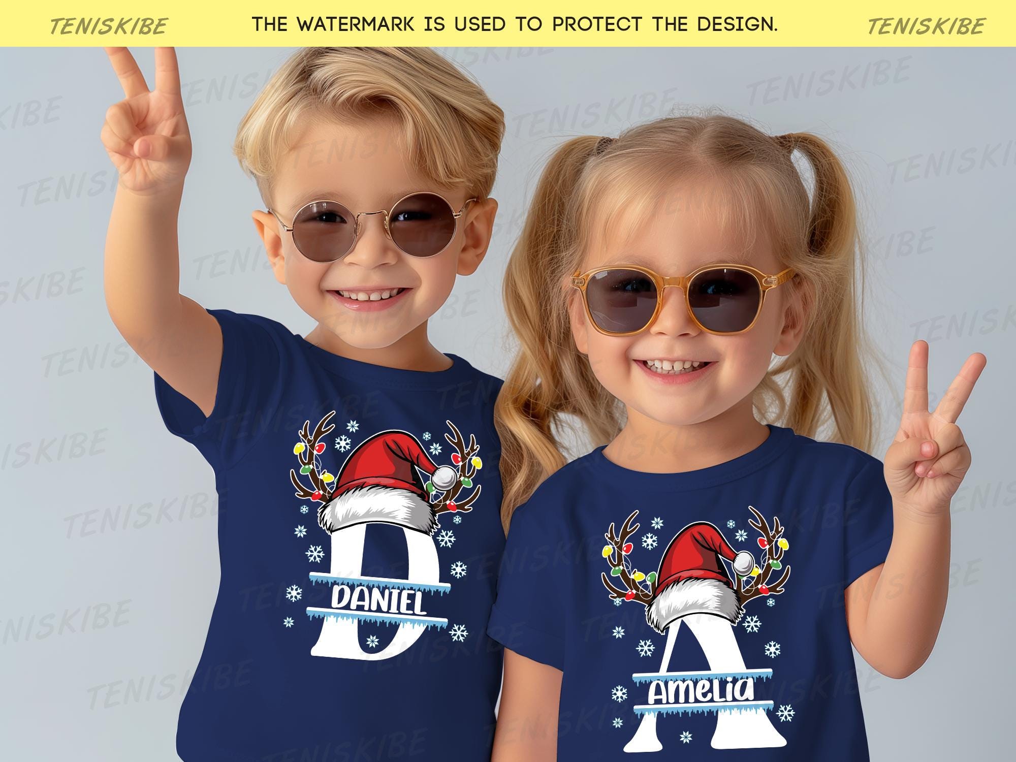 Custom Name Monogrammed Christmas T-shirt