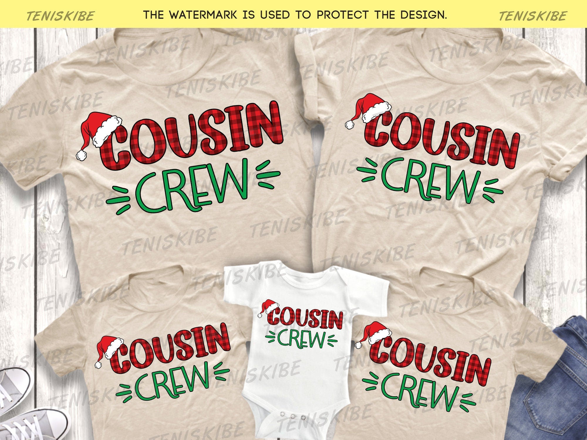 Matching Christmas Cousin Crew T-shirts