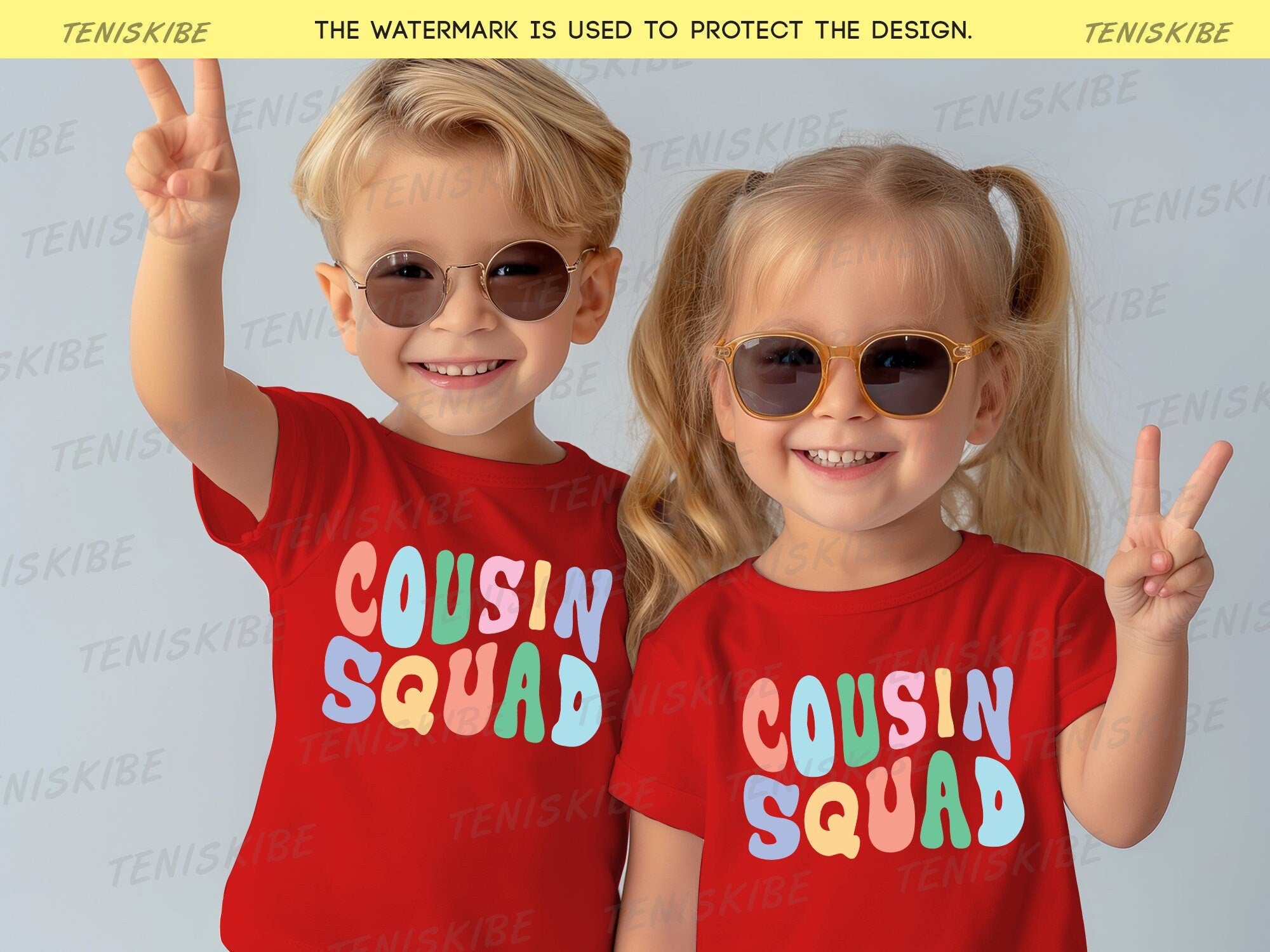 Cousin Squad Wave Text - Family Matching Shirts