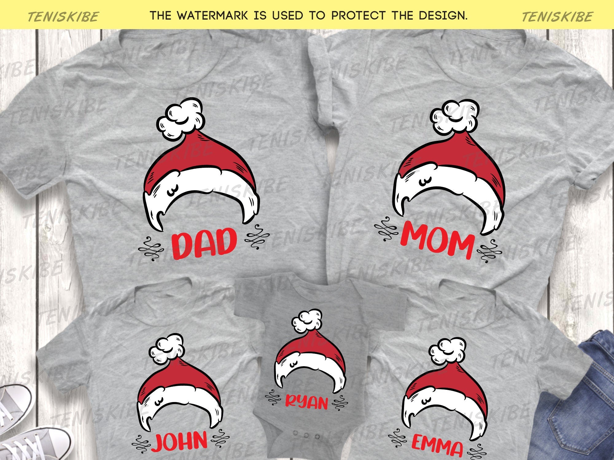 Custom Family Christmas Hats T-shirts