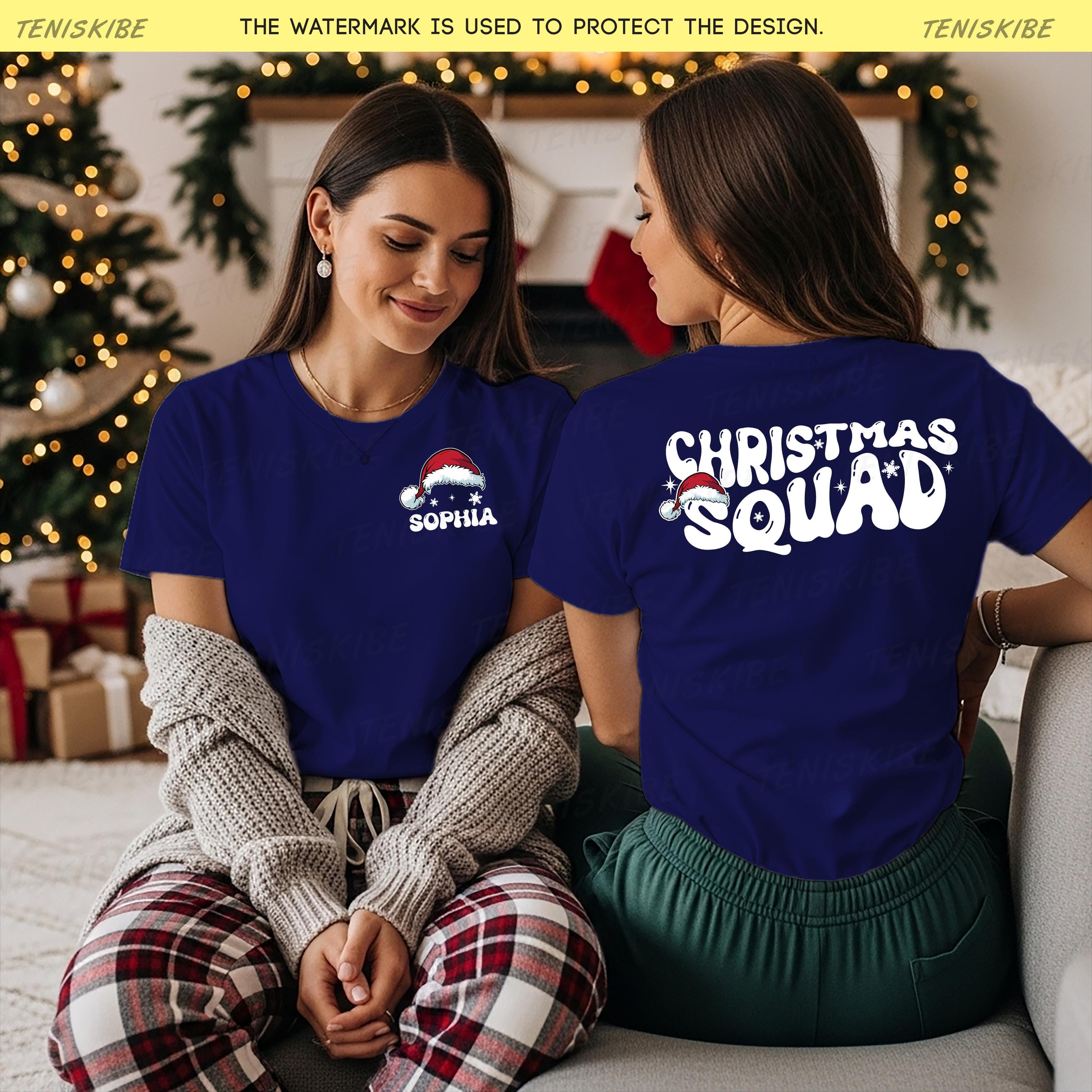Custom Christmas Squad T-shirts, Front and Back Christmas Shirt With Name