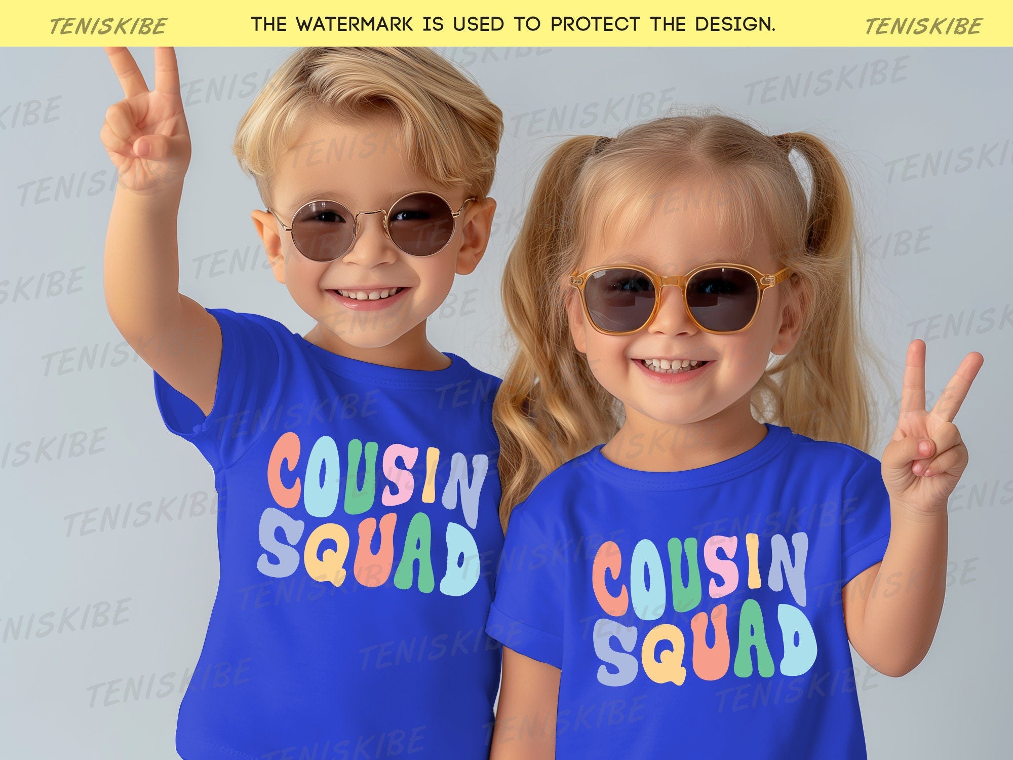 Cousin Squad Wave Text - Family Matching Shirts