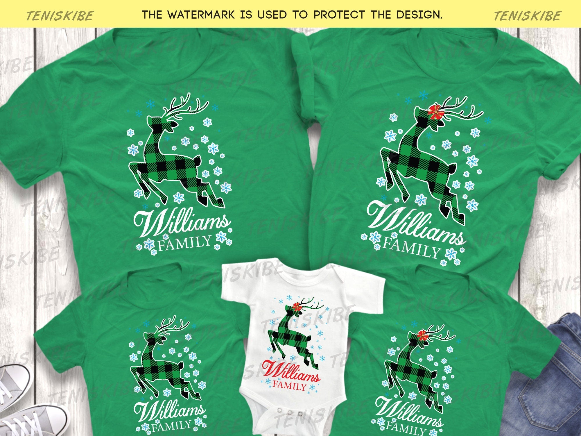 Custom Name Christmas Deet Buffalo Plaid T-shirt