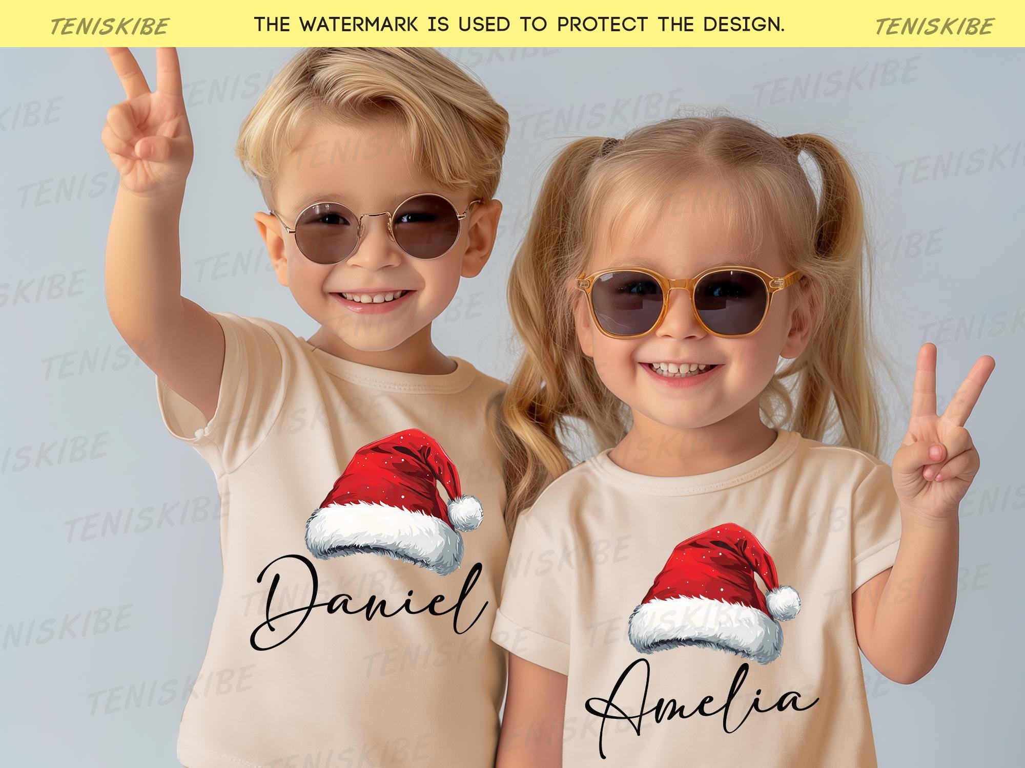 Custom Santa Hat Family Christmas T-shirts