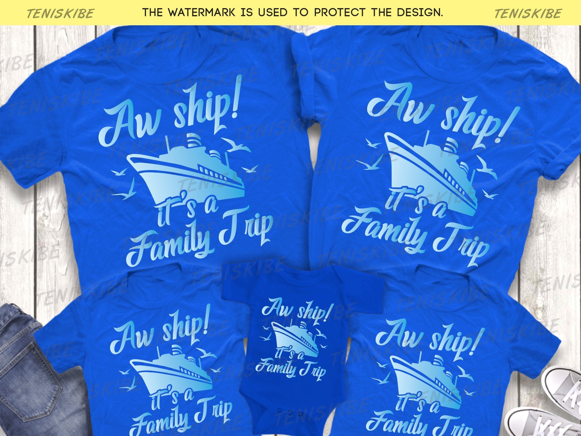 Aw Ship It's a Family Trip, Matching Cruise Shirts