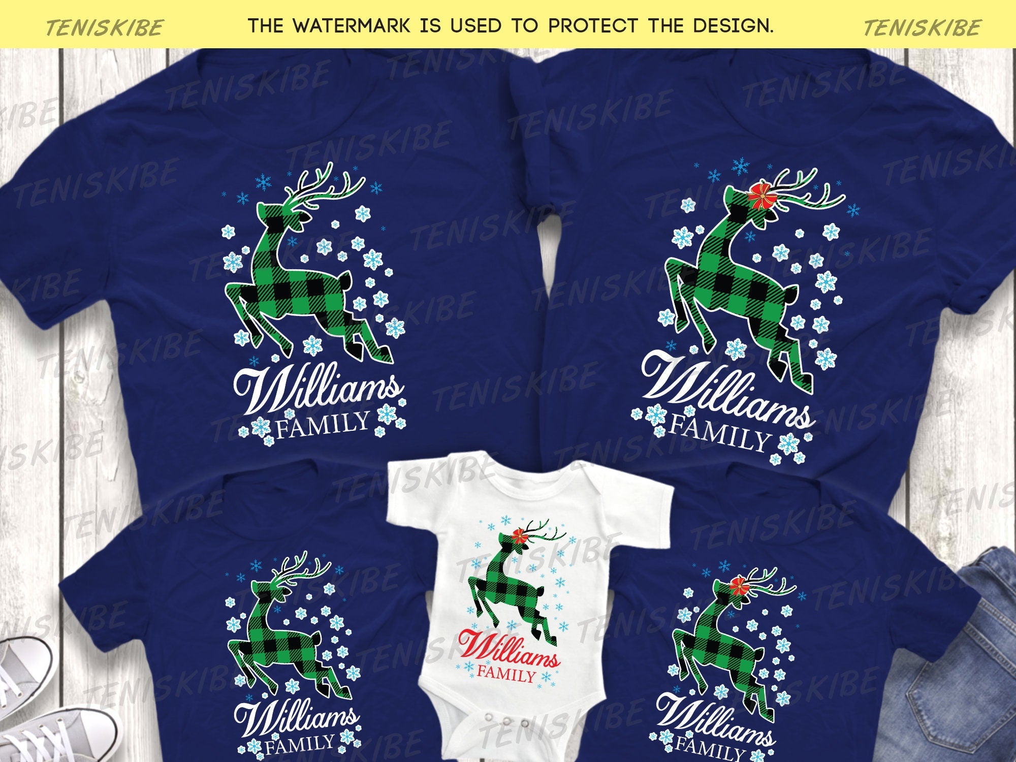 Custom Name Christmas Deet Buffalo Plaid T-shirt