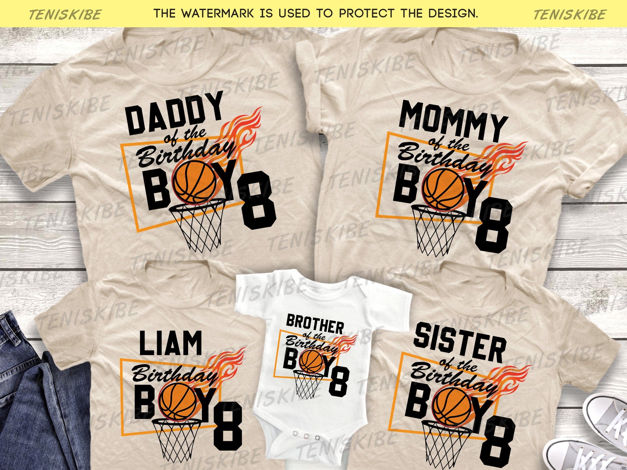 Custom Basketball Birthday Family Shirts