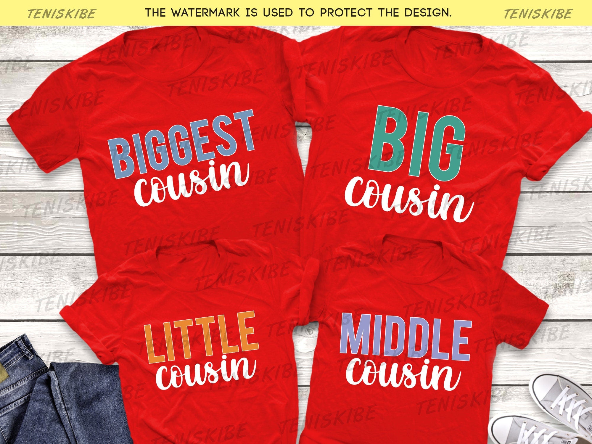Biggest Cousin, Big Cousin, Middle Cousin, Little Cousin - Family Reunion Shirts