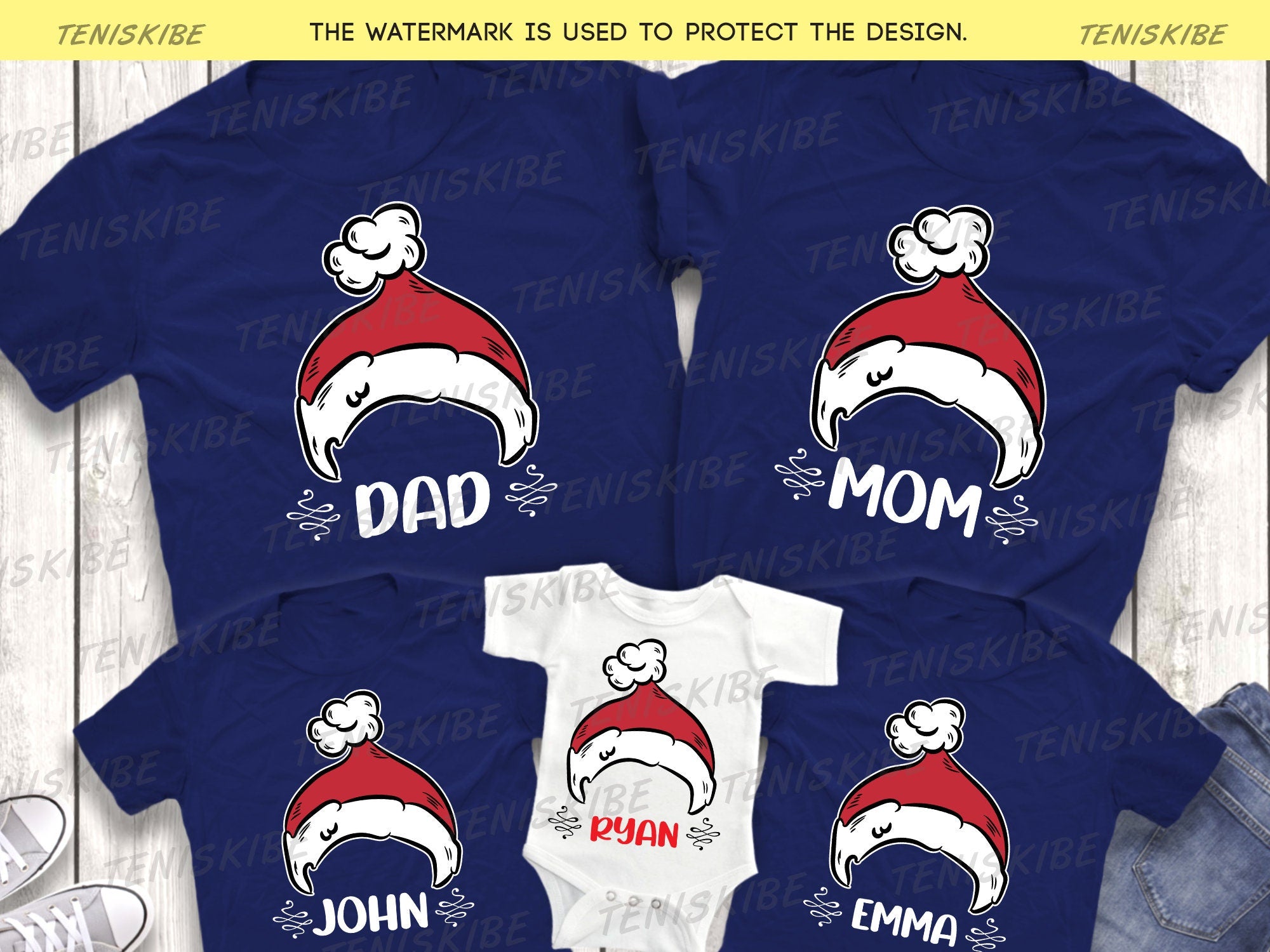 Custom Family Christmas Hats T-shirts