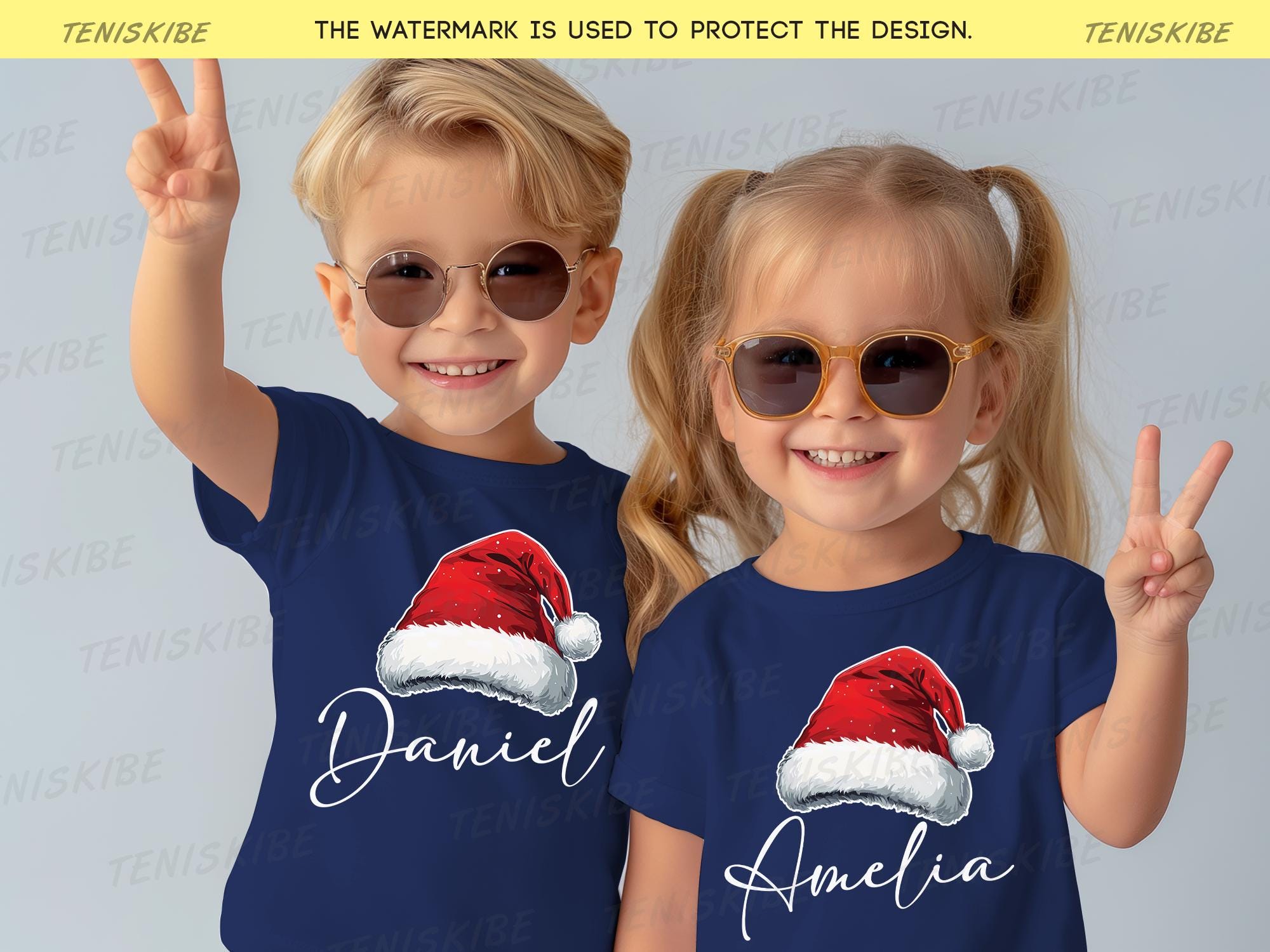 Custom Santa Hat Family Christmas T-shirts