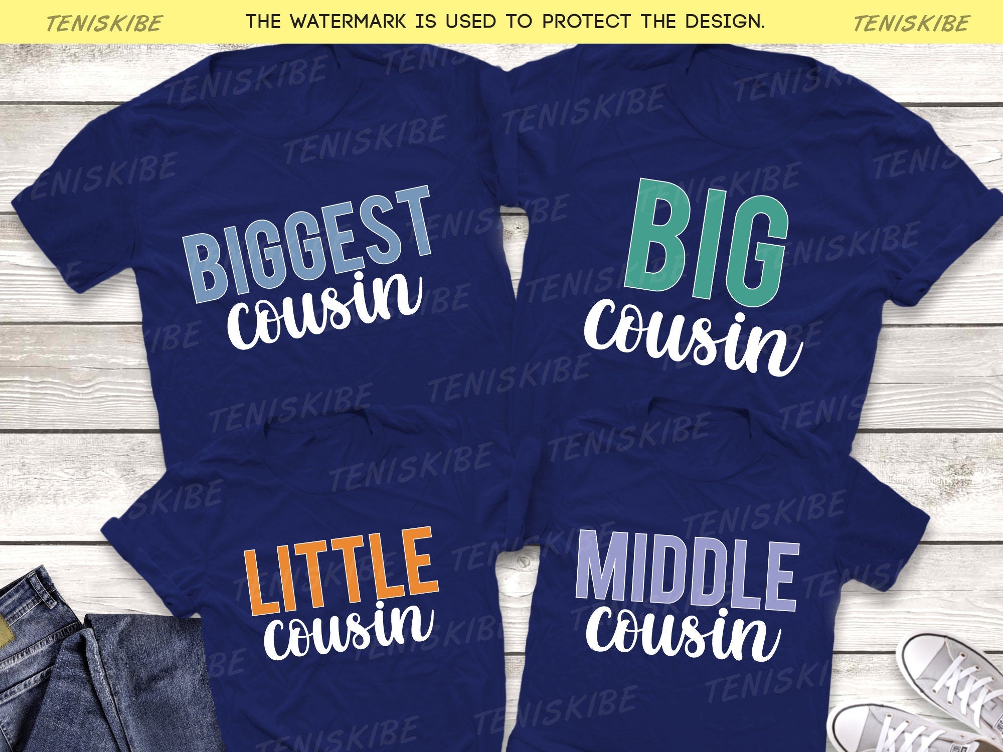 Biggest Cousin, Big Cousin, Middle Cousin, Little Cousin - Family Reunion Shirts