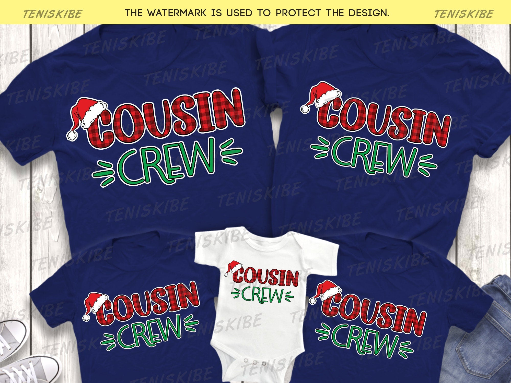 Matching Christmas Cousin Crew T-shirts