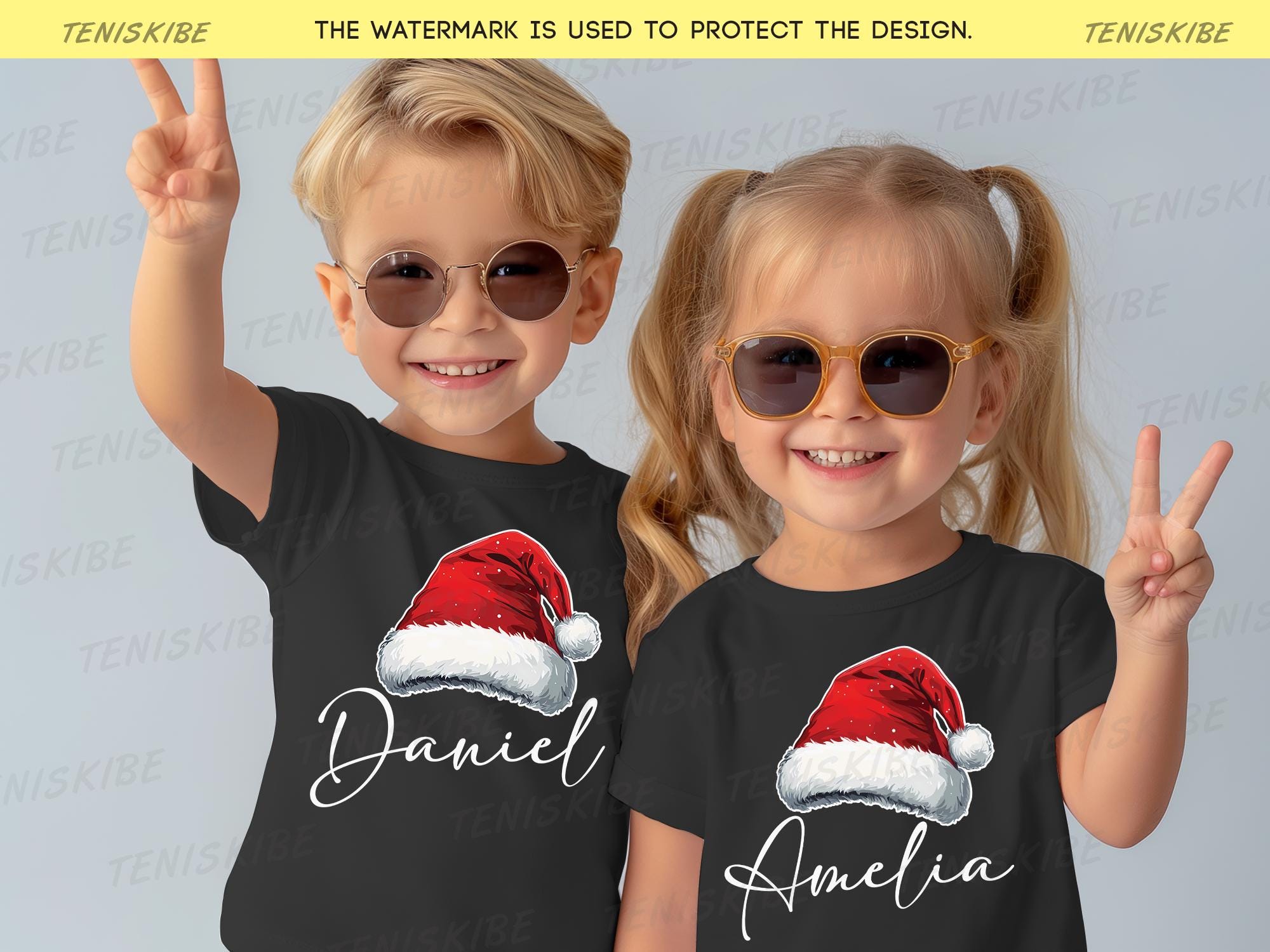 Custom Santa Hat Family Christmas T-shirts