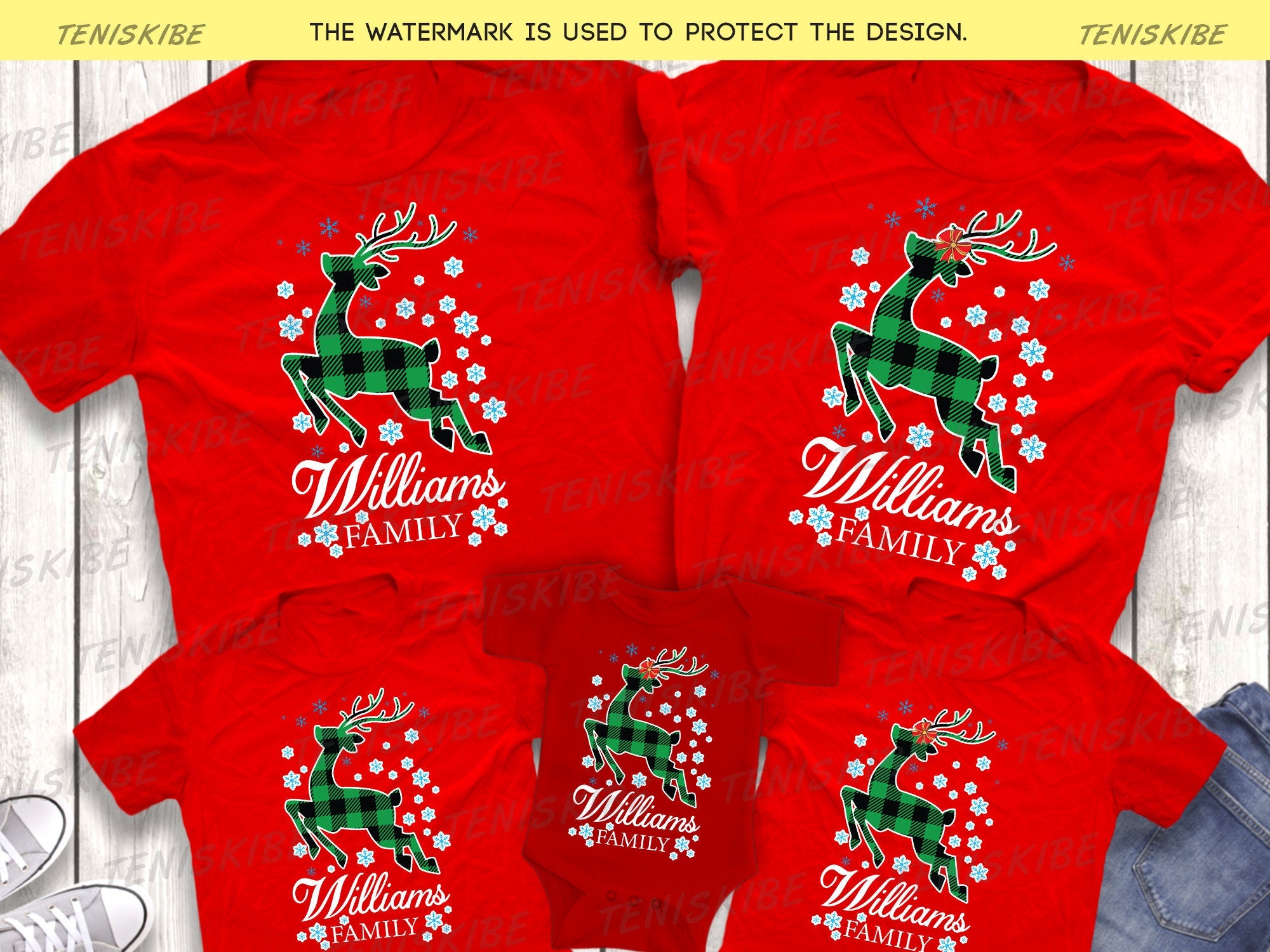 Custom Name Christmas Deet Buffalo Plaid T-shirt