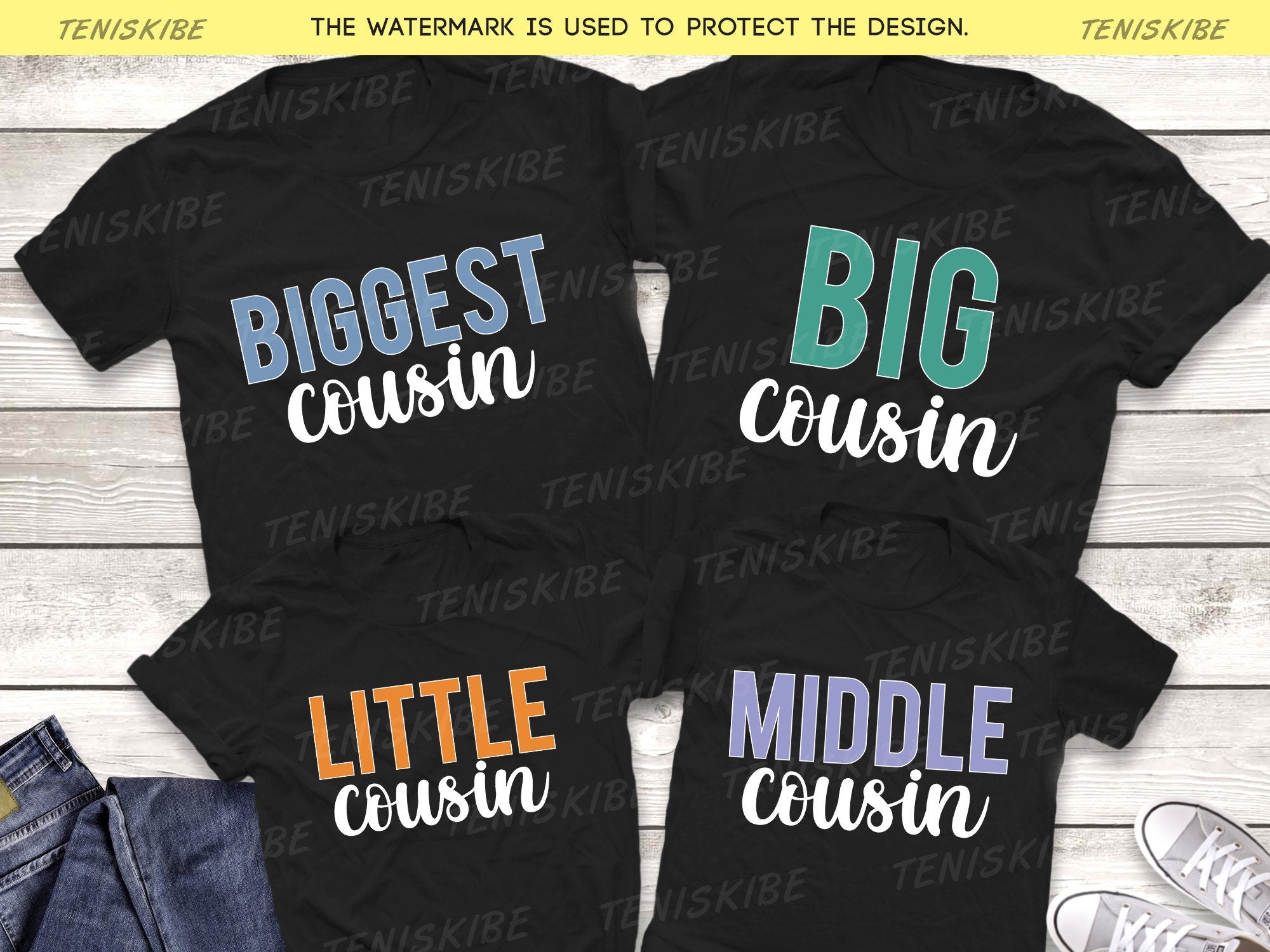 Biggest Cousin, Big Cousin, Middle Cousin, Little Cousin - Family Reunion Shirts